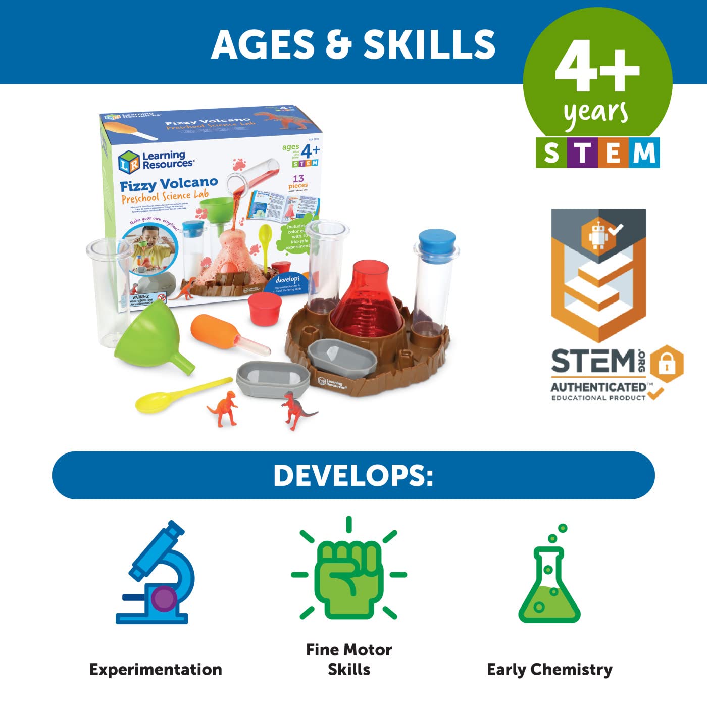 Learning Resources Fizzy Volcano Preschool Science Lab Set - Ages 4+, 13 Pieces, Multicolor 5
