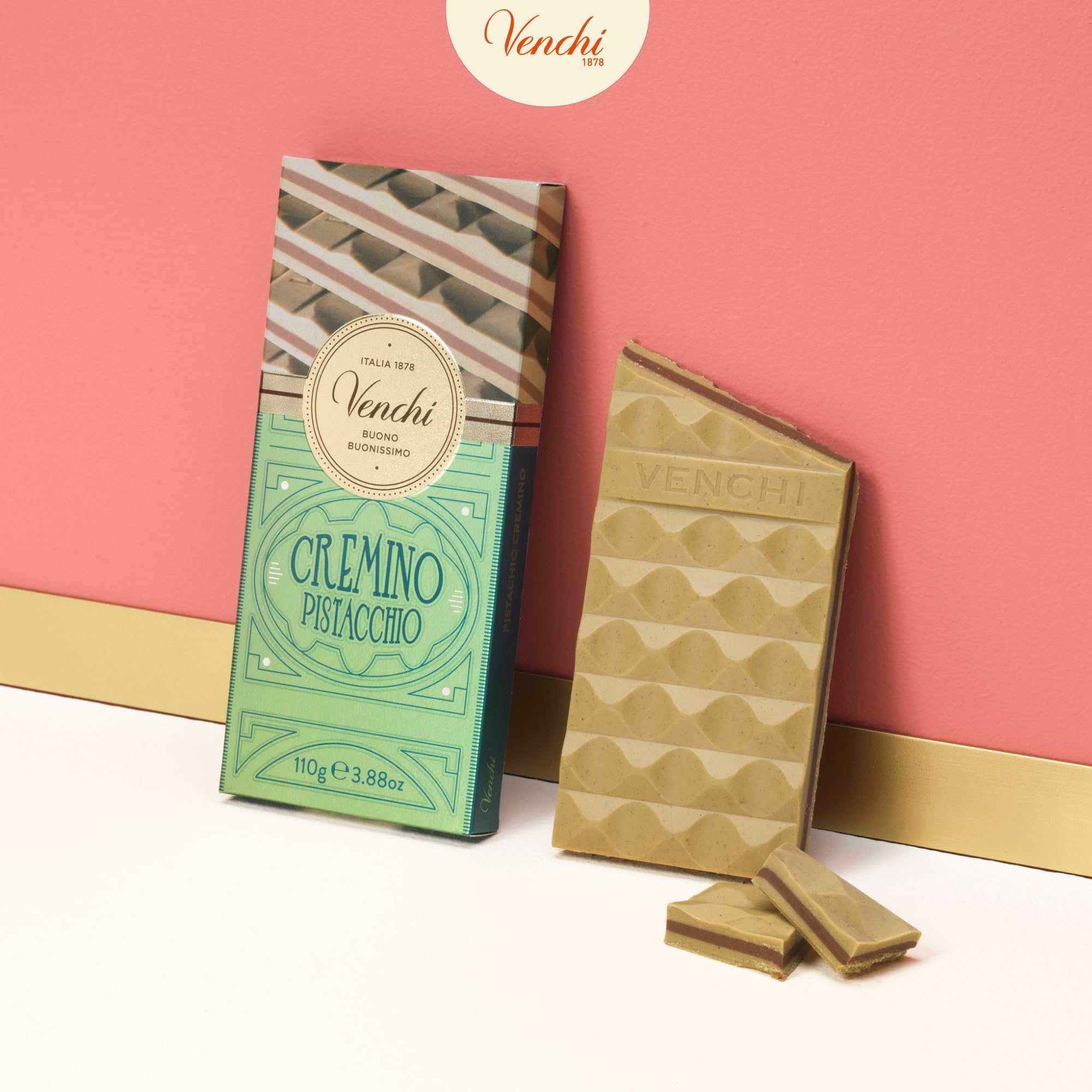 Venchi Cremino Bar Pistachio, Milk and White Chocolate with Pistachio Paste 4