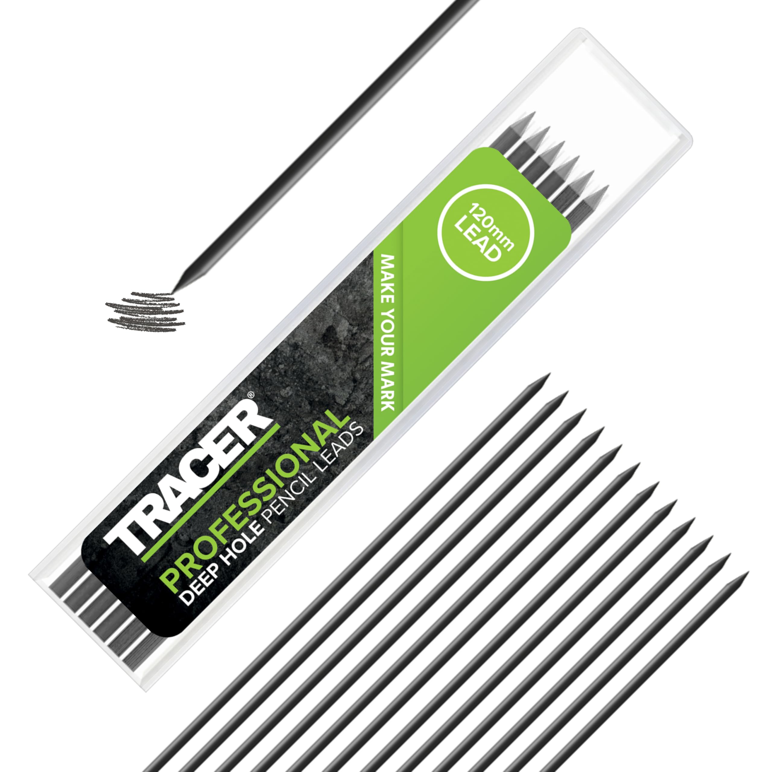 Tracer 2.8mm Graphite Mechanical Pencil Leads - 12 Pack, 2B Hardness | Water Resistant