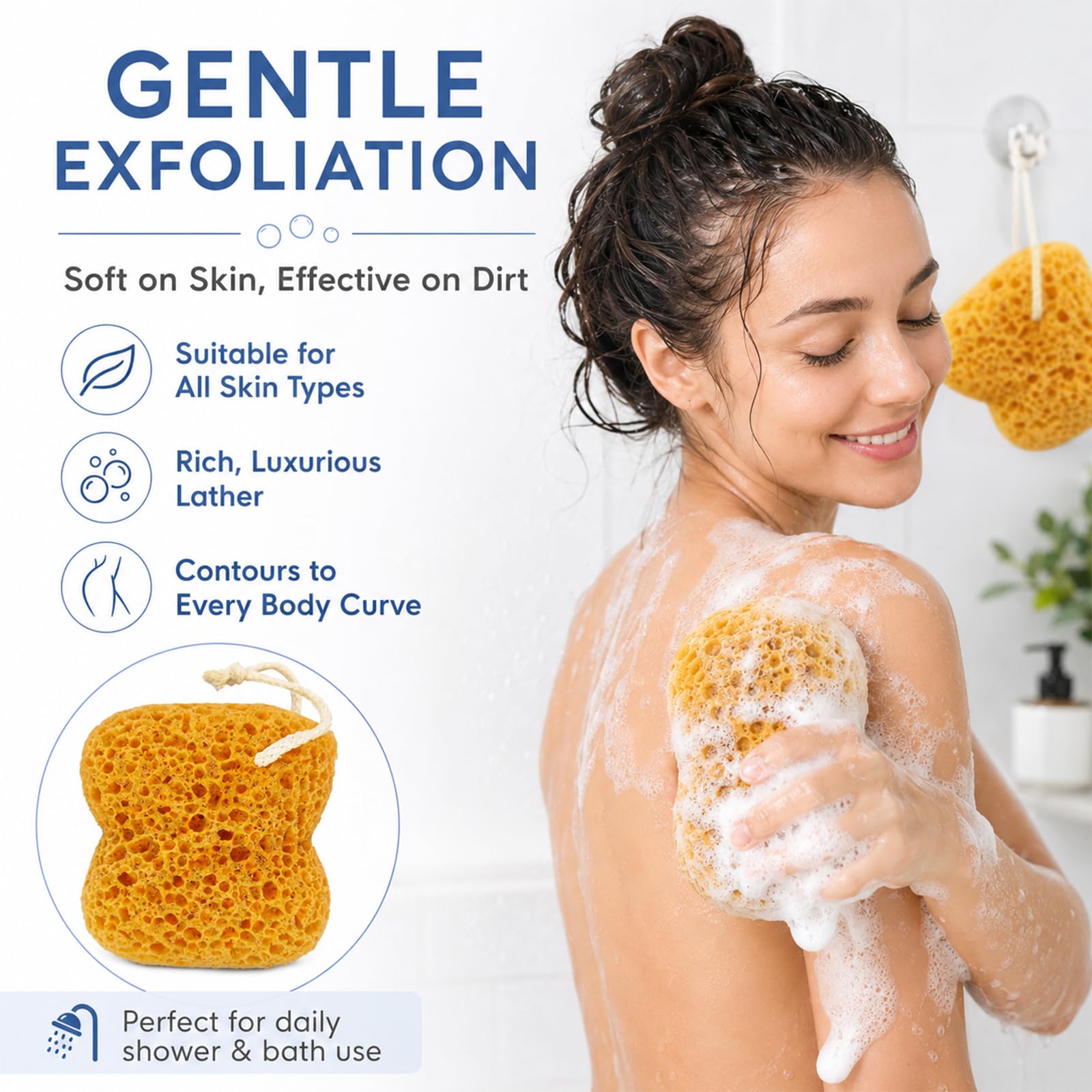 Admygo 4 Pcs Bath Sponge - Soft Honeycomb Exfoliating Body Sponge for Daily Cleansing 6