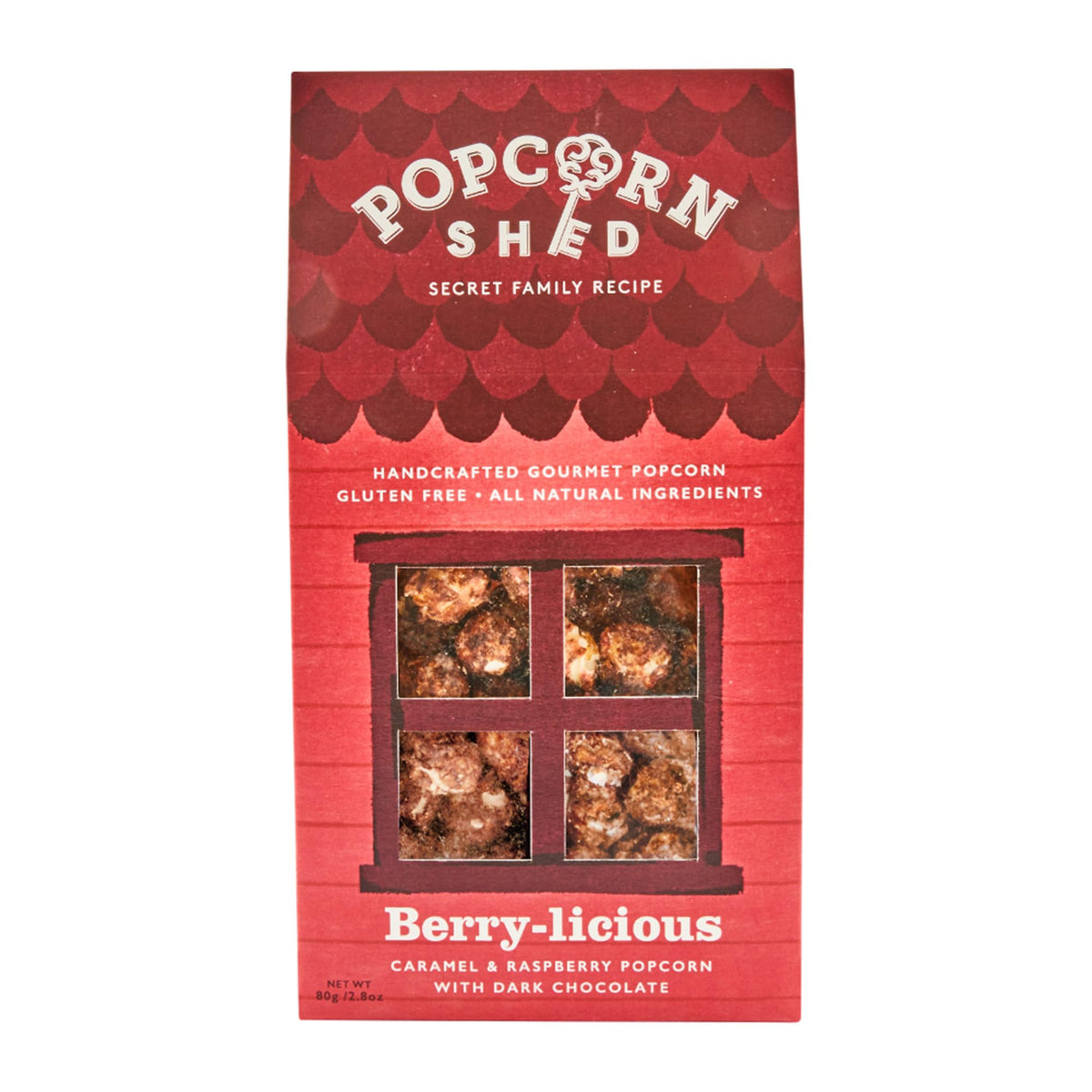 Popcorn Shed Berrylicious Gourmet Popcorn - Raspberry & Dark Chocolate, 80 g