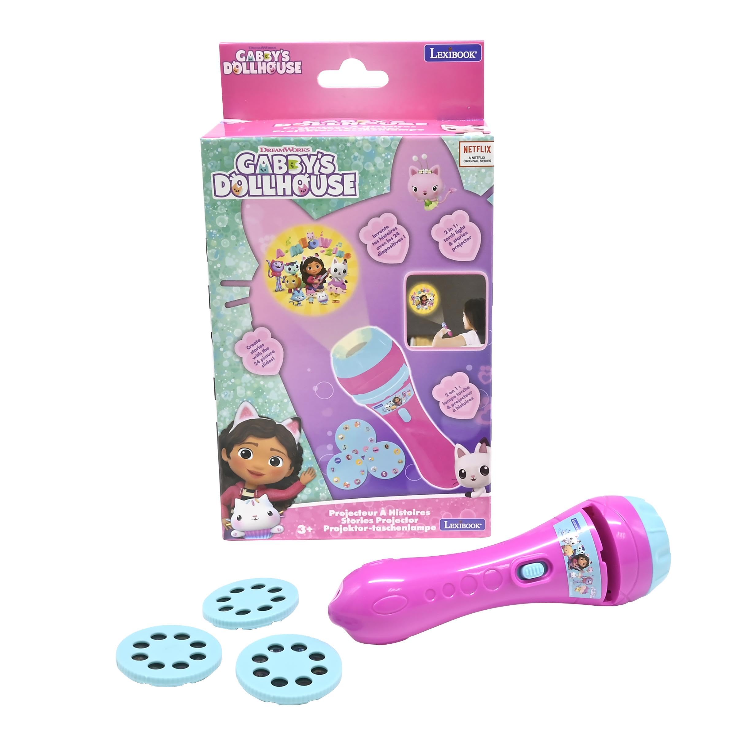 Lexibook Gabby's Dollhouse Stories Projector and Torch Light with 24 Images