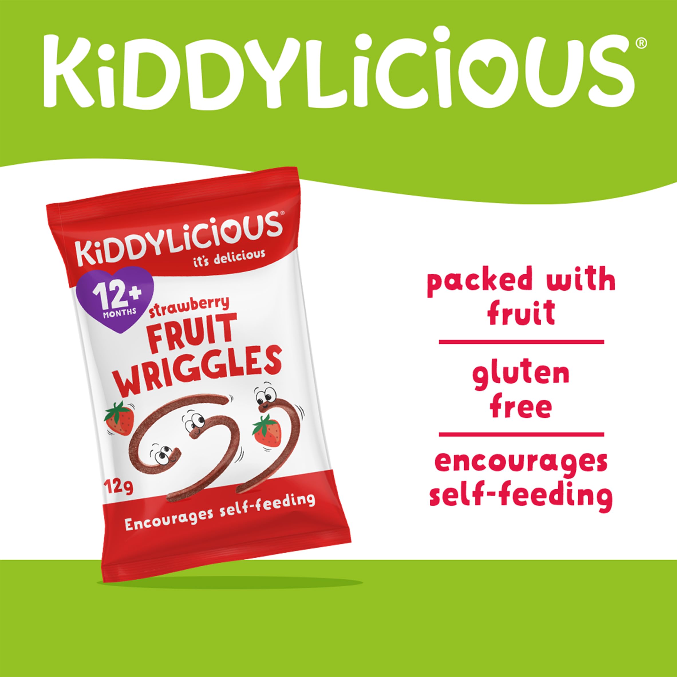 Kiddylicious Strawberry Wriggles - Real Fruit Snack for Kids 12 Months+ 3