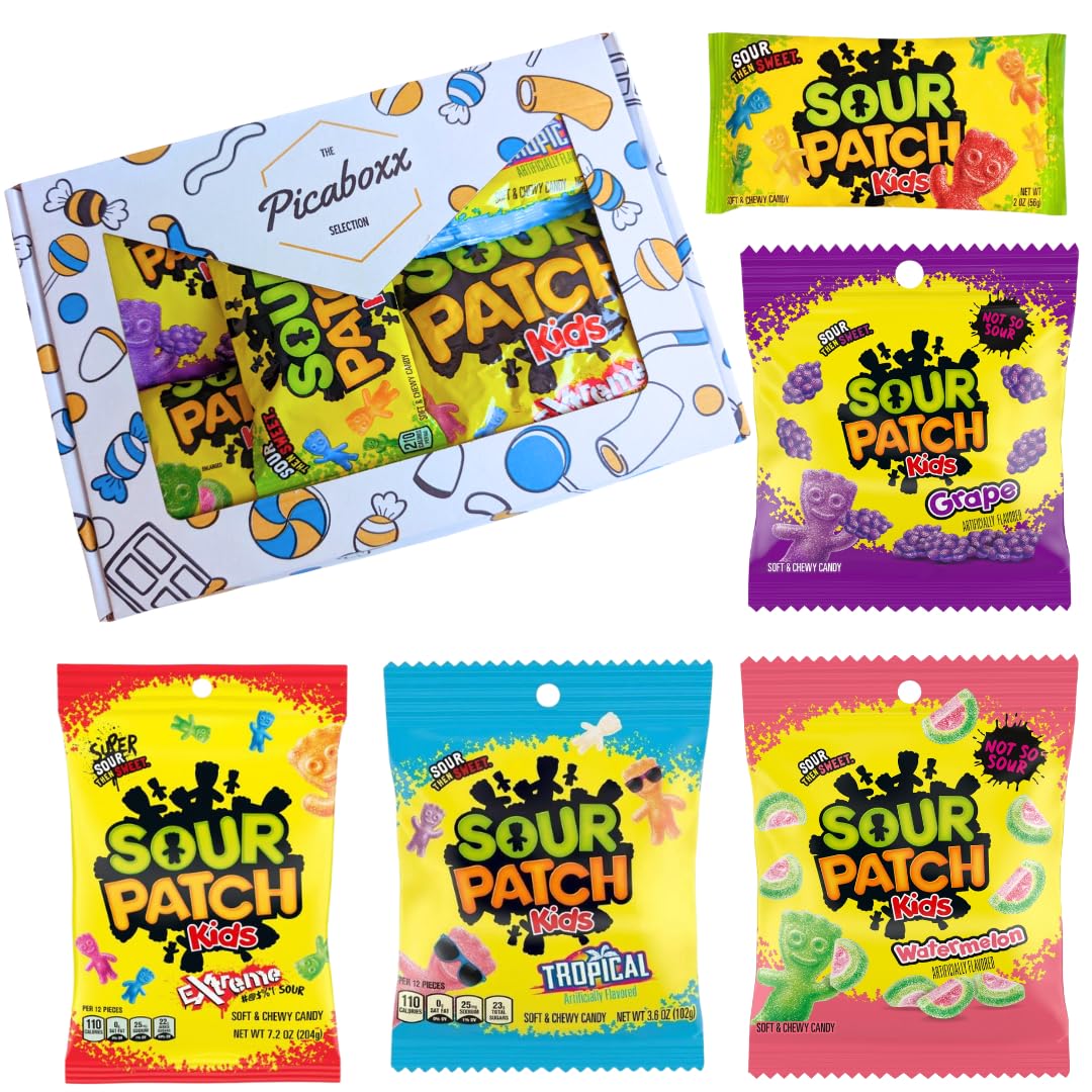 Picaboxx Sour Patch Kids Candy Gift Box | Soft & Chewy Toffee, Fudge & Nougat | 462g