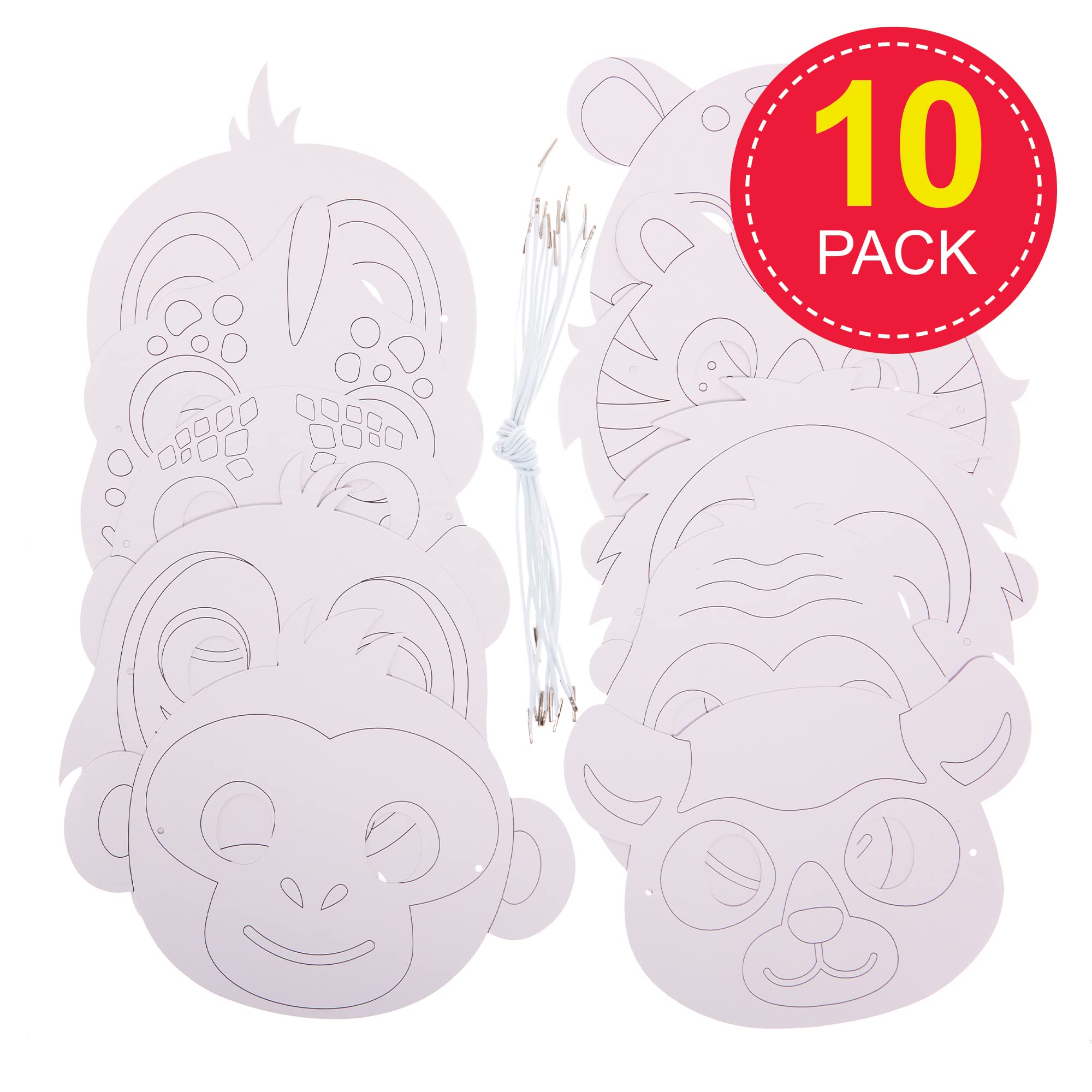 Baker Ross Rainforest Animal Colour In Masks - Pack of 10 | Felt Cloth | Ages 3+