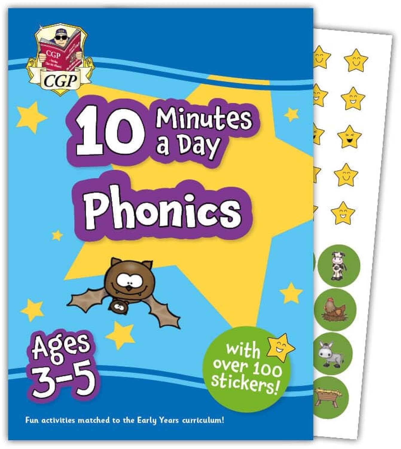 CGP 10 Minutes a Day Phonics for Ages 3-5 Activity Book with Reward Stickers 1