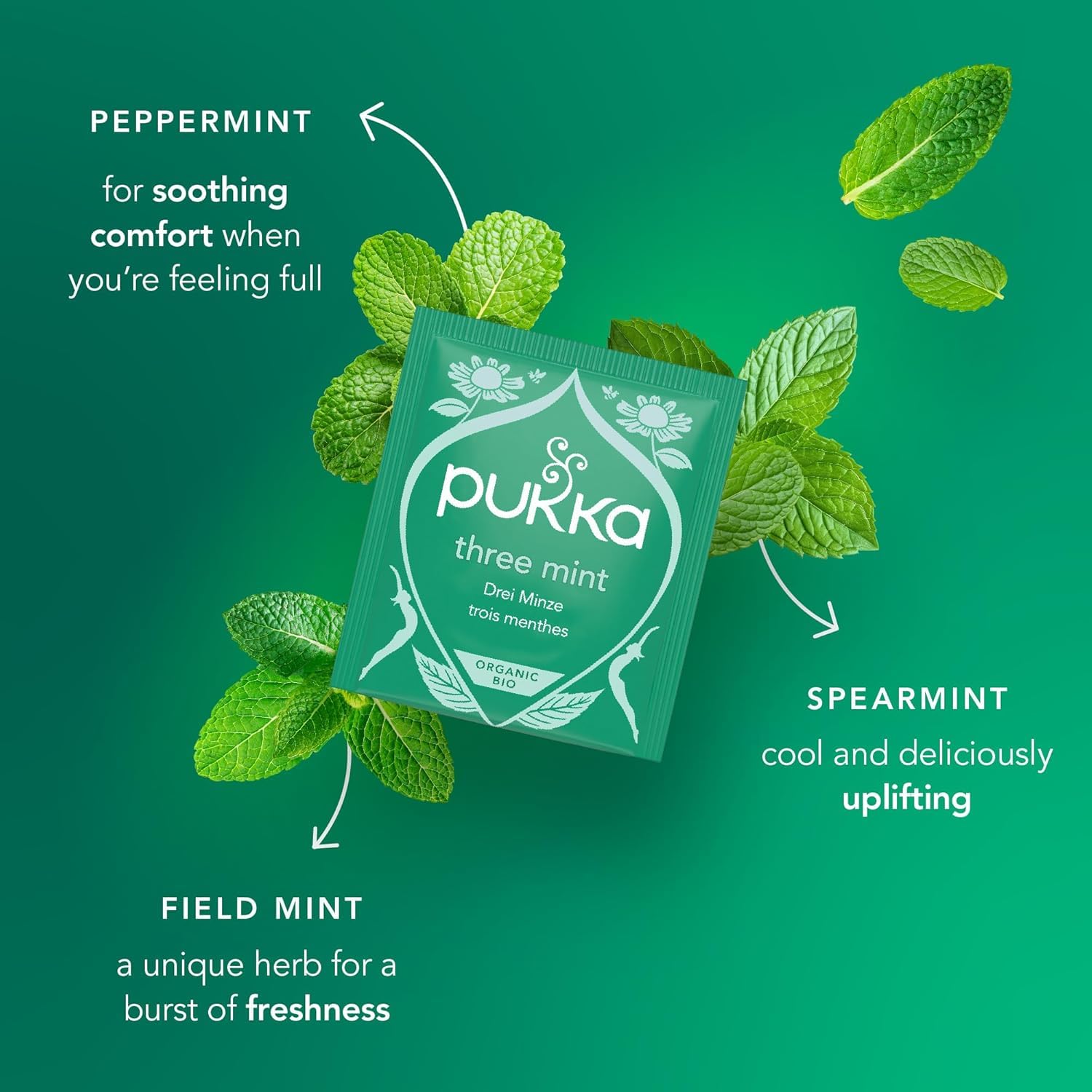 Pukka Herbs Three Mint Organic Herbal Tea - 40 Count Teabags | Caffeine-Free | Aids Digestion 4