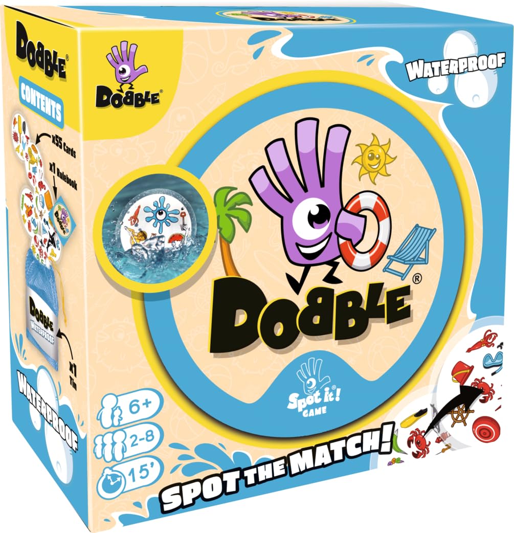 Asmodee Dobble Waterproof Family Card Game | Ages 6+ | 2-8 Players | 15 Min Playtime