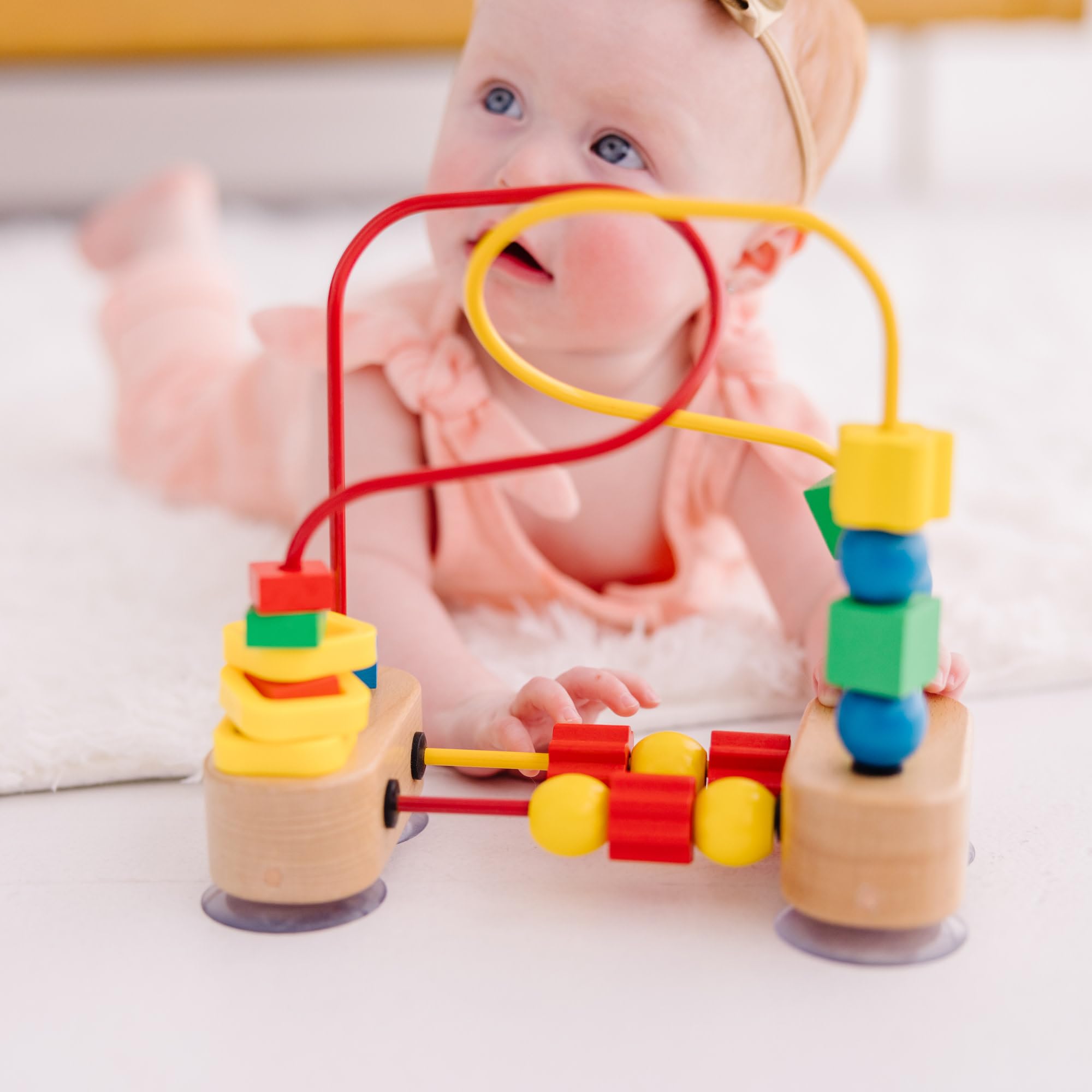 Melissa & Doug First Bead Maze Wooden Toddler Activity Toy | 18 Beads, 3 Rings | Ages 12+ Months