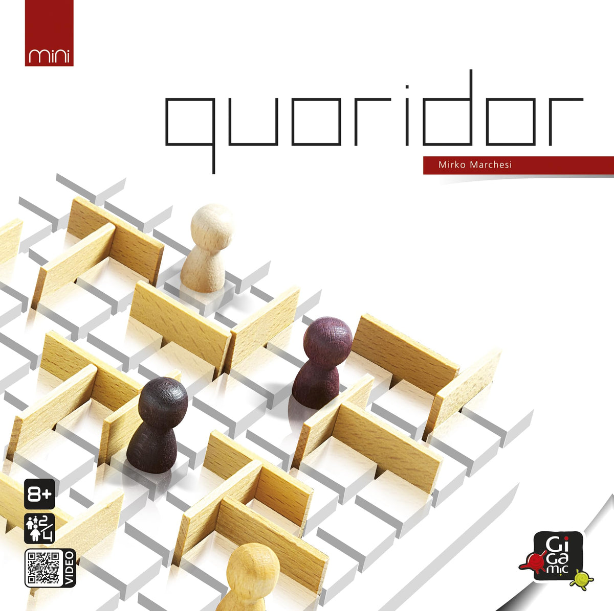 Gigamic Quoridor Mini Board Game - Strategy Game for 2-4 Players, Ages 8+