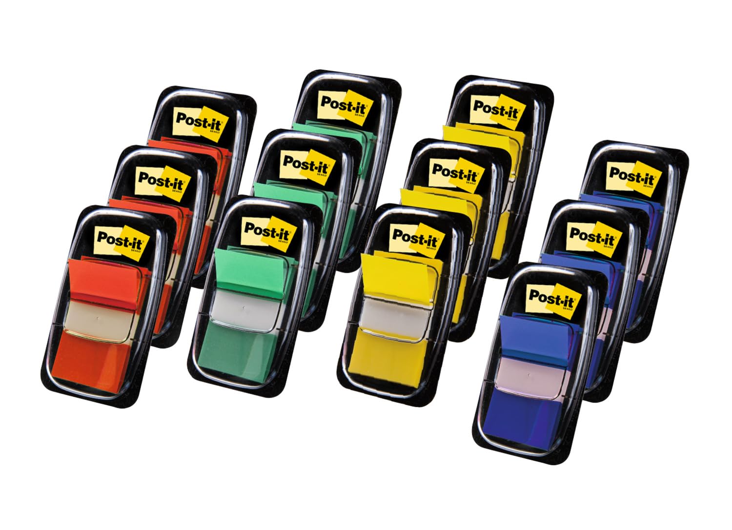 Post-it Index Flags - Medium, Assorted Colours, 10 + 2 FREE Dispensers | Repositionable