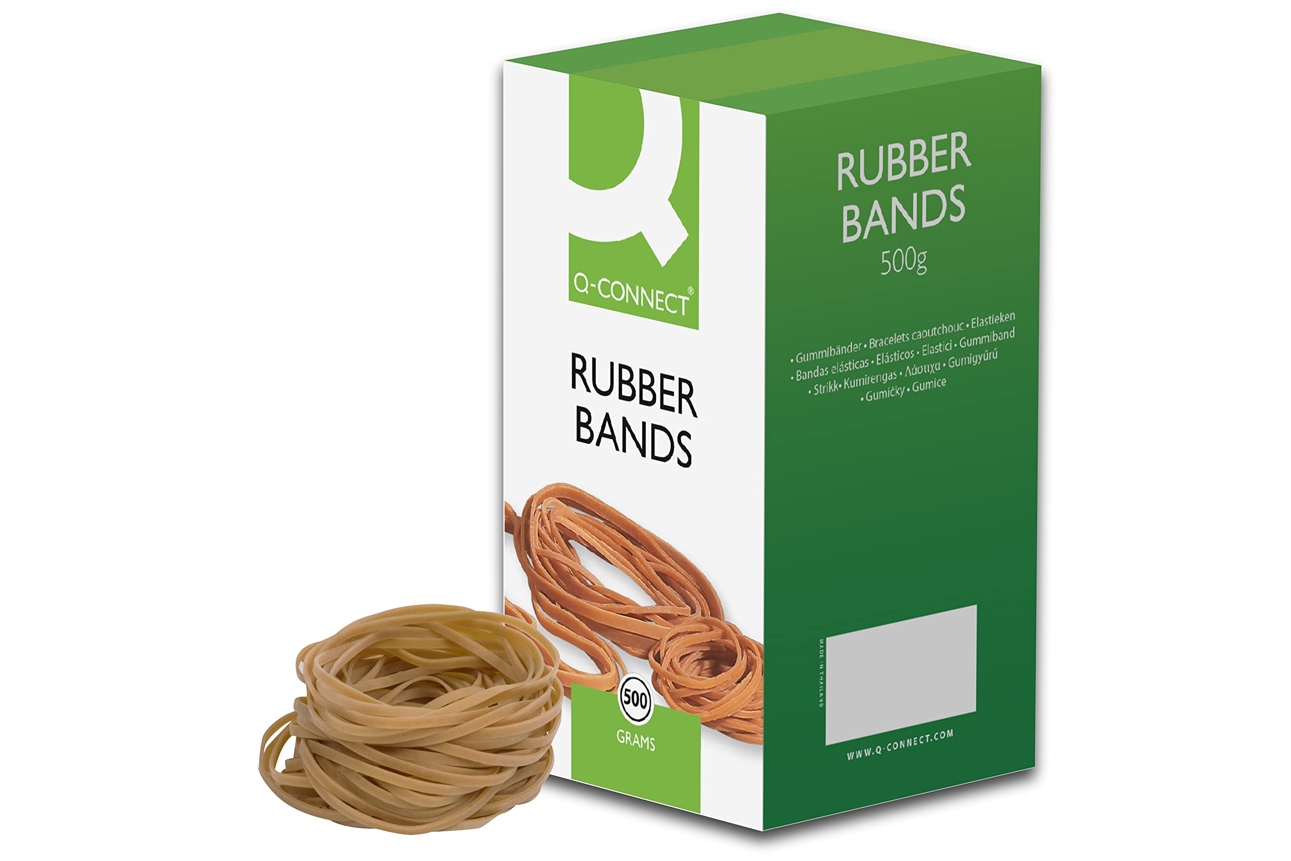 Q-Connect Rubber Bands No.36 - 127 x 3.2mm, 500g, Natural Colour, High Latex Content