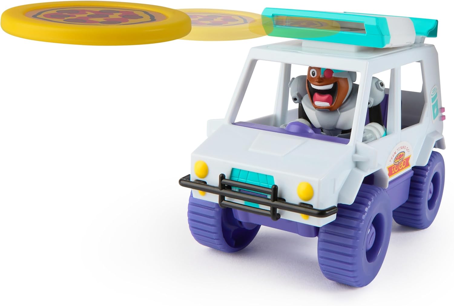 Teen Titans Go! T-Car Pizza Launcher with Cyborg Figure - Action Playset for Kids 3