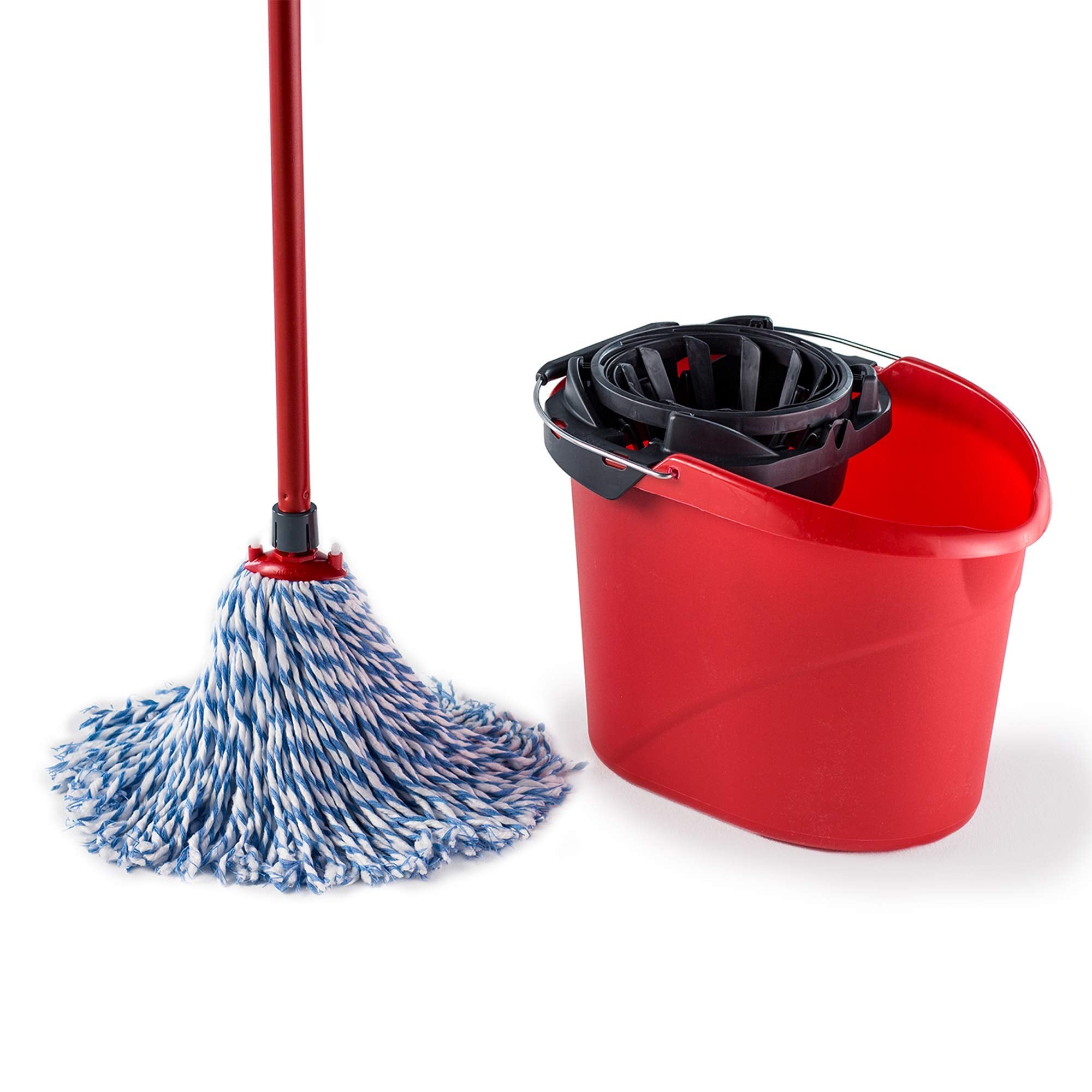 Vileda SuperMocio Microfibre and Cotton Mop and Bucket Set - Deep Cleaning | 10L Bucket | Red