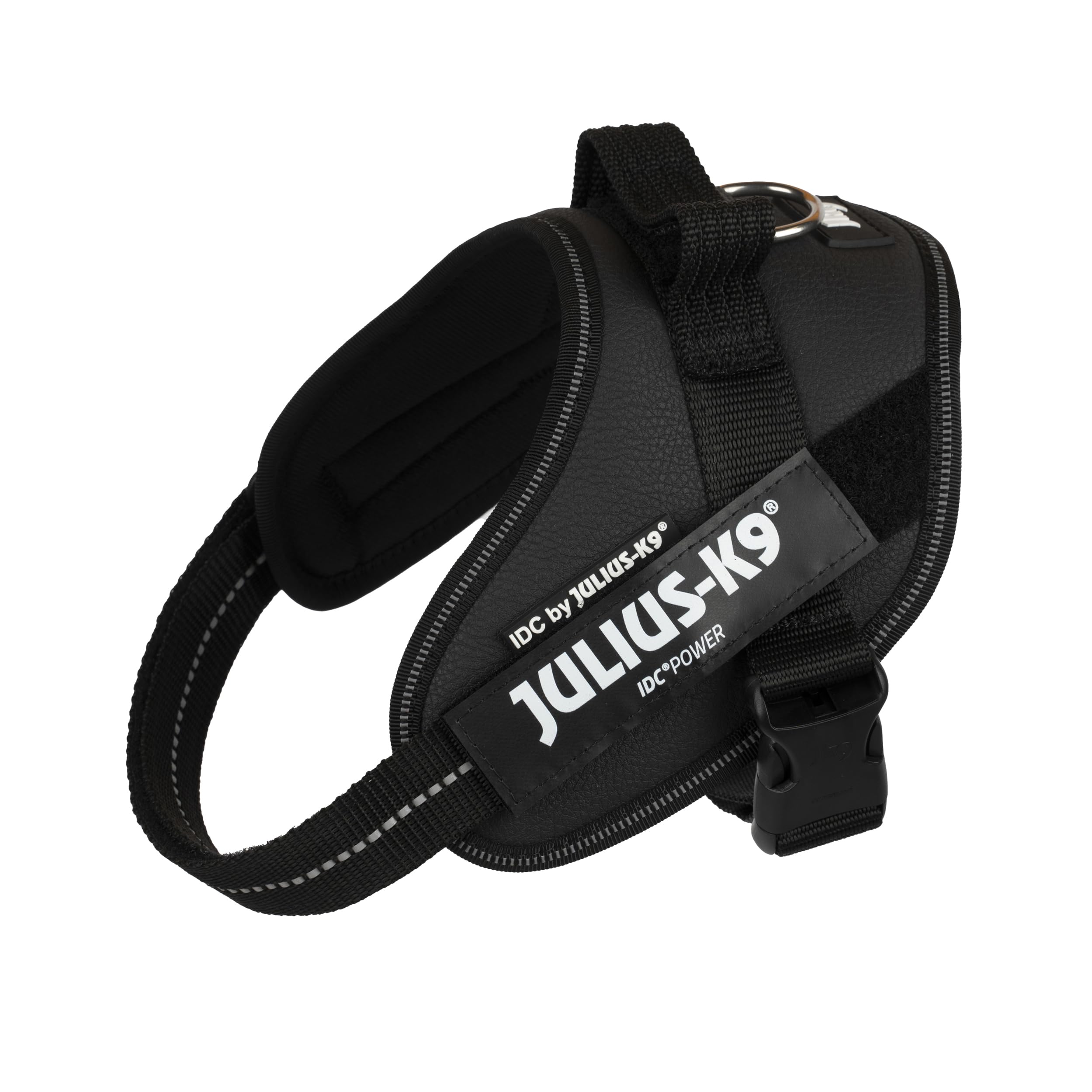 Julius-K9 IDC Powerharness - Black Faux Leather Vest Harness | Size S (49-67cm Chest)