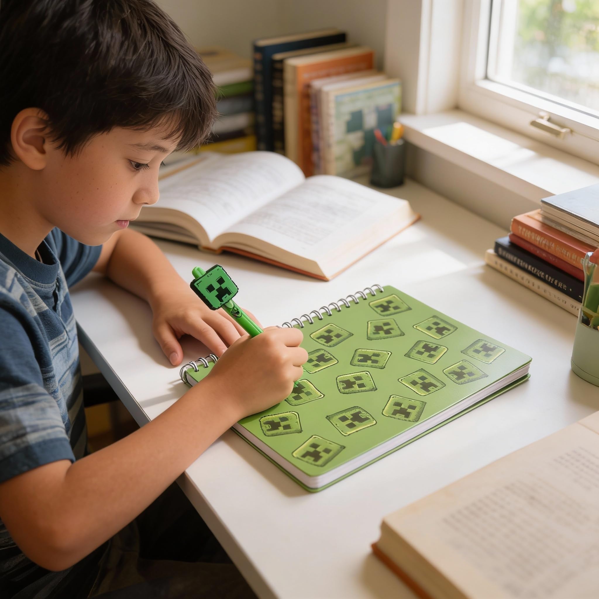 HOX Minecraft Movie Creeper Hardback Notebook & Pen Set | A5 Lined Pages | Green Cover 5