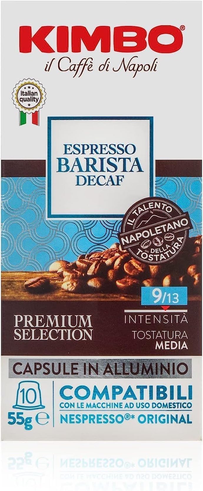 Kimbo Barista Decaf-Kapseln (10er-Pack) | Nespresso-kompatibel | Italienische mitteldunkle Röstung | Aluminium-Kaffeepads