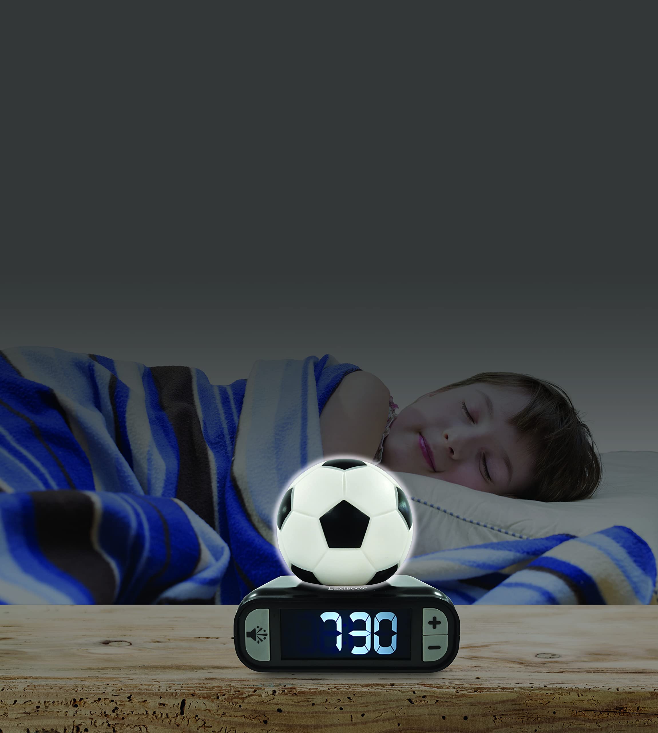 LEXIBOOK Digital Alarm Clock with Night Light - Soccer Ball Design, Snooze & Light-Up Features 3