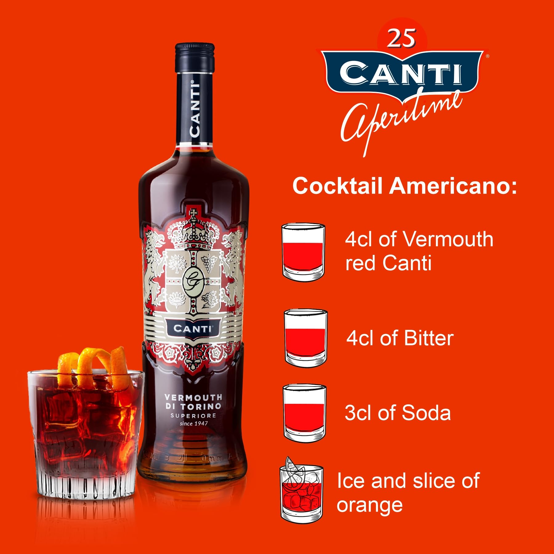 Canti - Superior Red Vermouth from Turin 18% (750ml) 5
