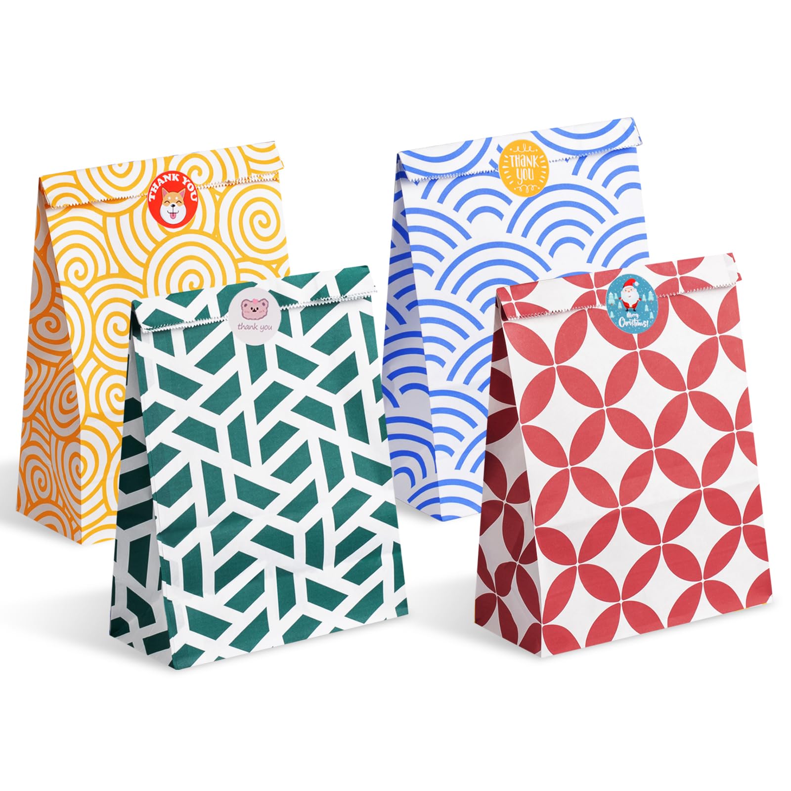 Parmedu Paper Gift Bags - 48 Medium Assorted Color Bags | 24 x 17 x 8CM | Food Grade