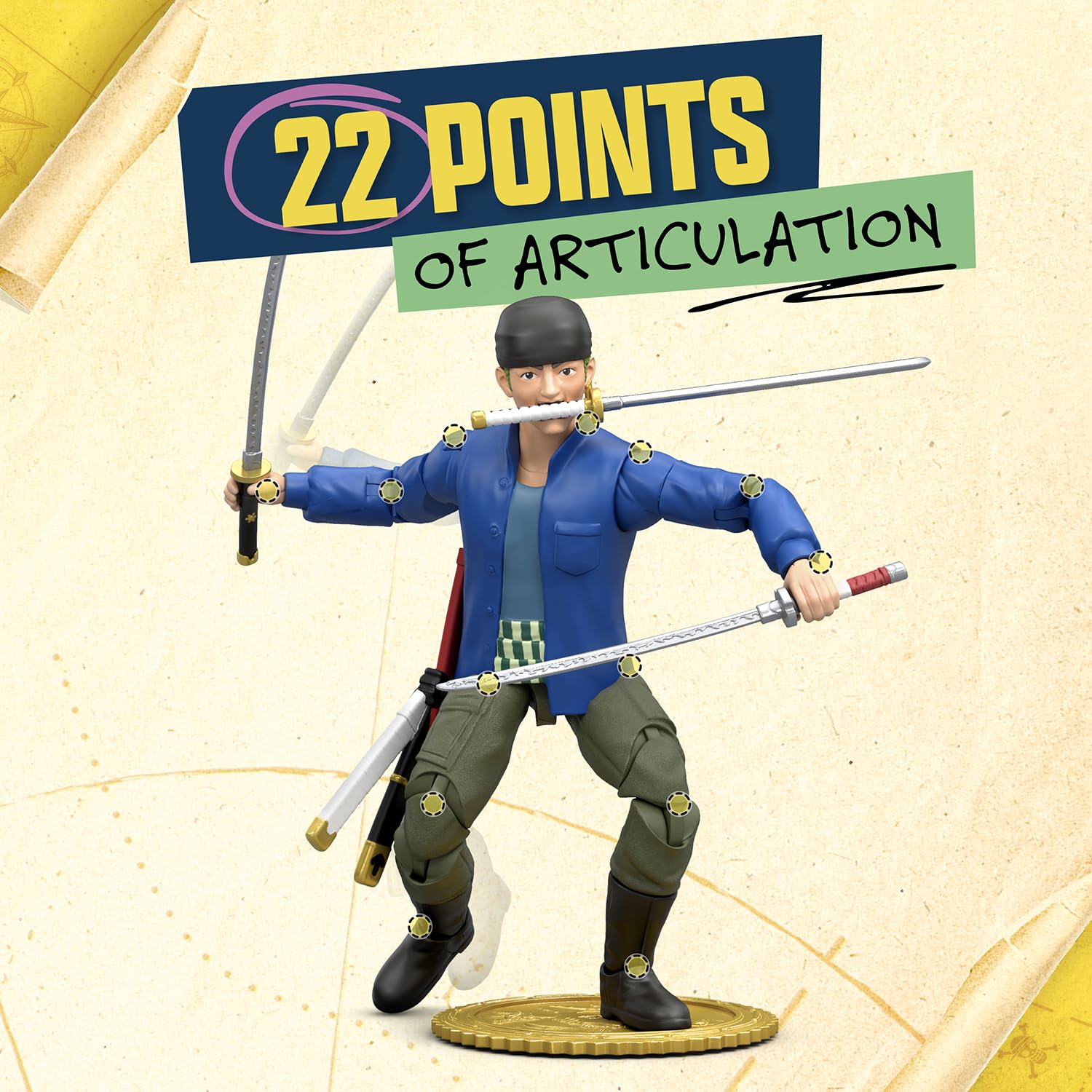 One Piece - Roronoa Zoro 6-inch Action Figure with 5 Accessories | 22 Points of Articulation 3