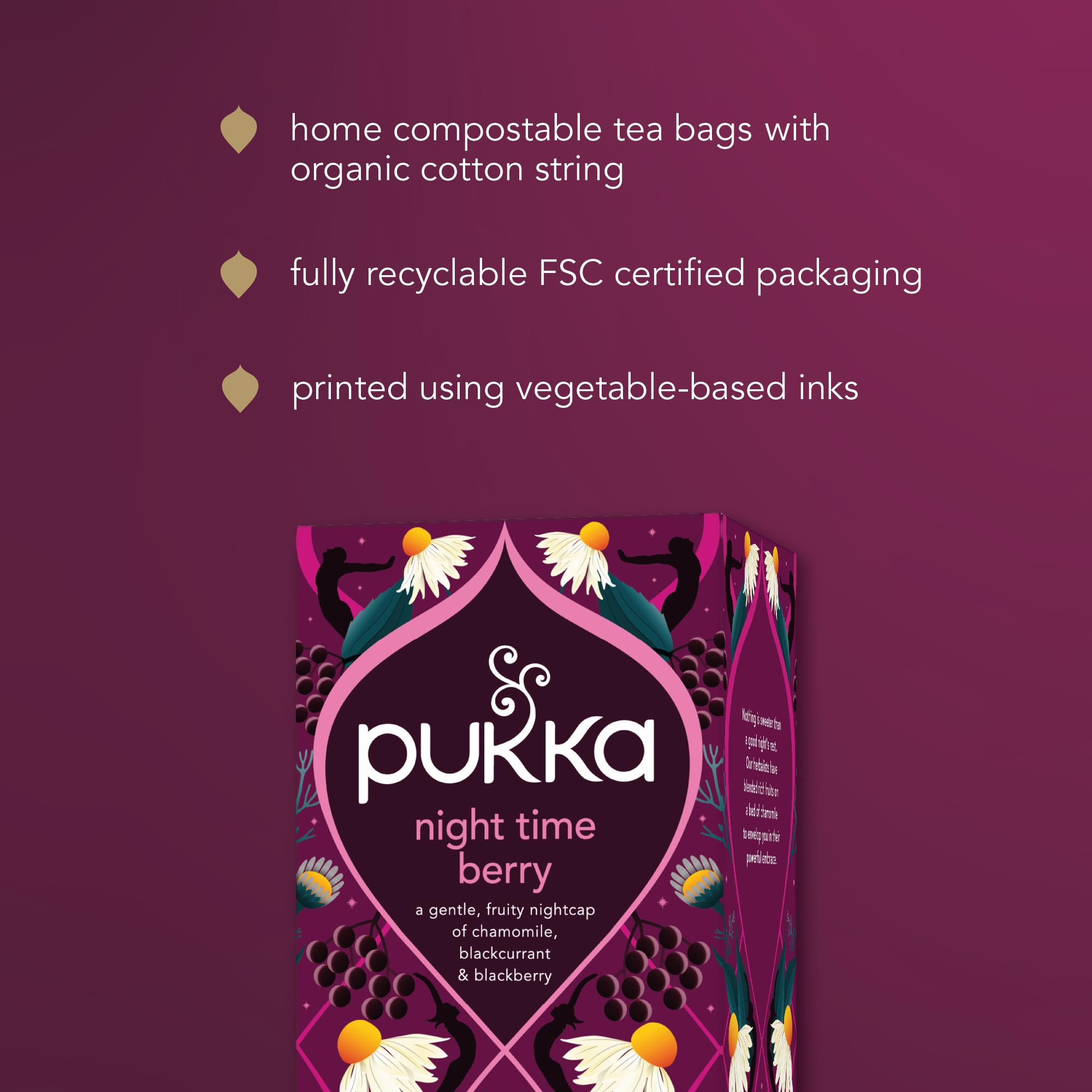 Pukka Herbs Night Time Berry Organic Herbal Sleep Tea - 20 Count Teabags | Caffeine-Free 8