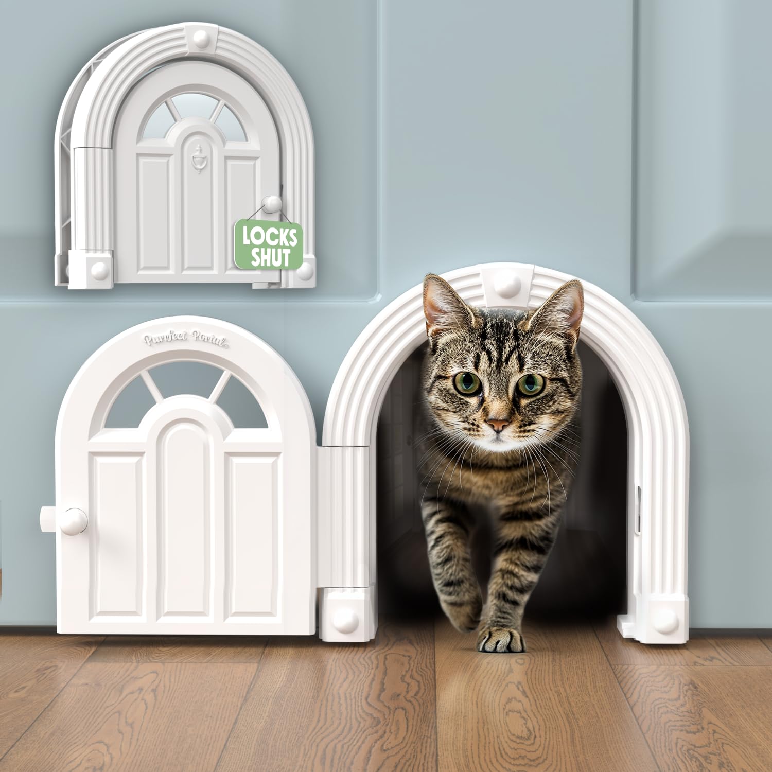 Purrfect Portal Meow Manor Interior Cat Door - No Flap Design | Fits 1.25'-1.75' Thick Doors | Up to 20 lbs 1