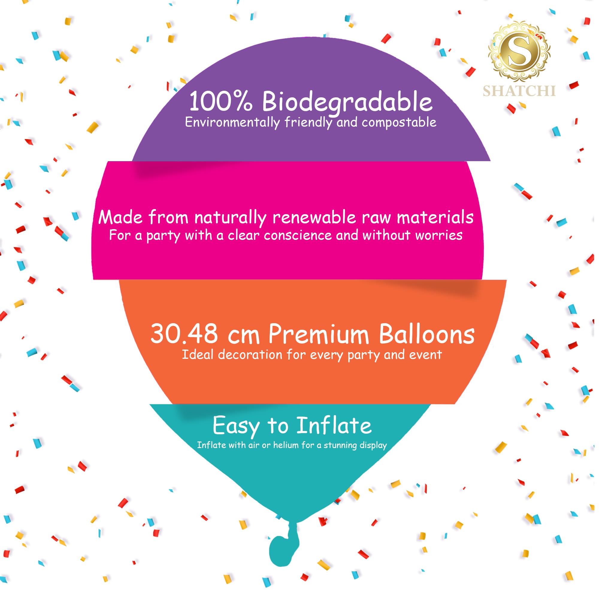 SHATCHI Orange Balloons - 10 Pack, 12 Inch Thick Latex, Biodegradable | Supports Helium & Air 4