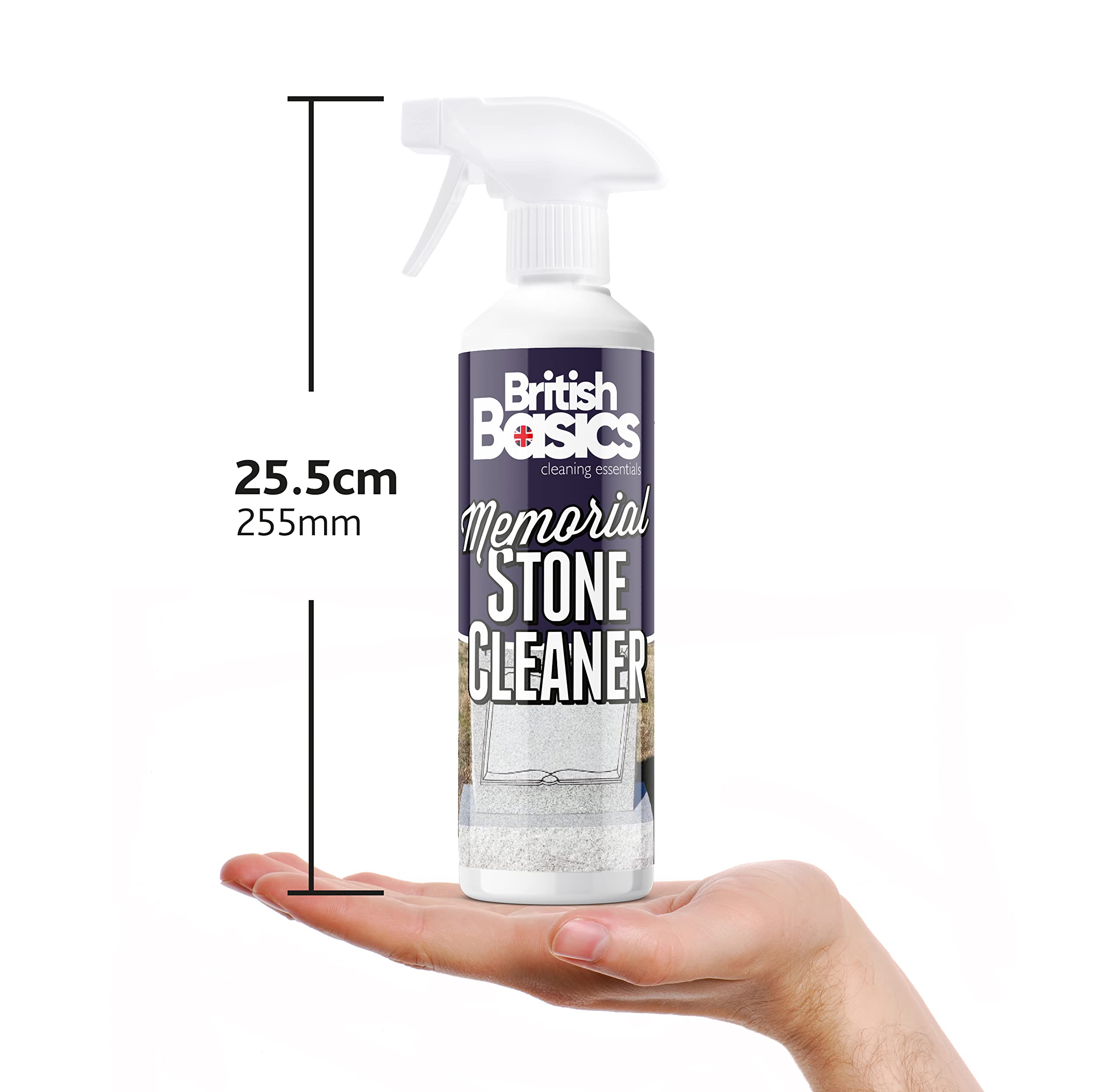 BritishBasics Memorial Headstone Cleaner - Fast Acting Stone Cleaner for Granite, Marble, Bluestone | 500ml