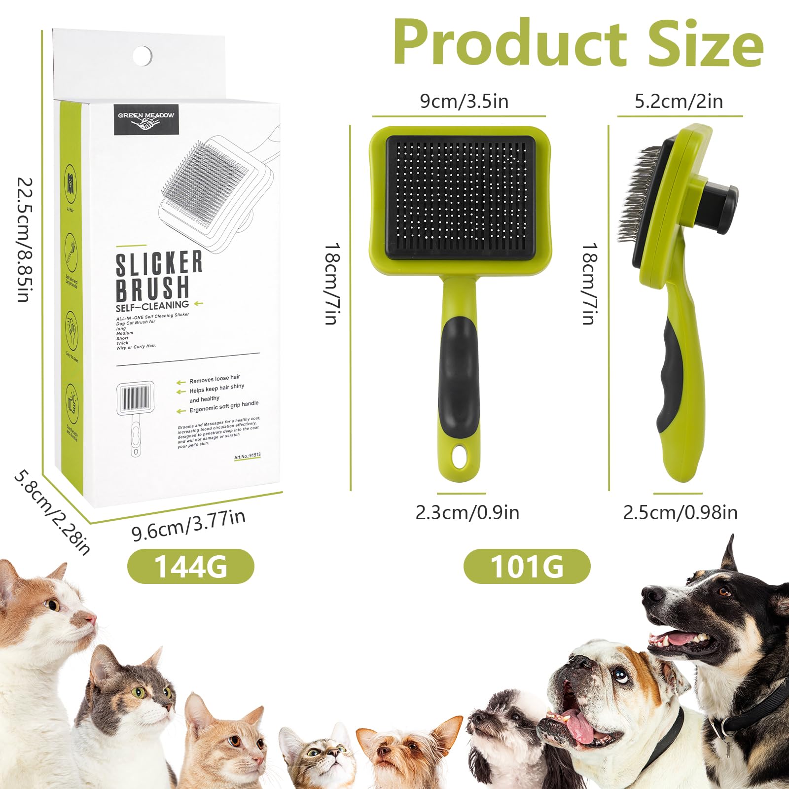 MOXYOY Self Cleaning Pet Hair Comb - Undercoat Removal | Stainless Steel Pins | Green 4