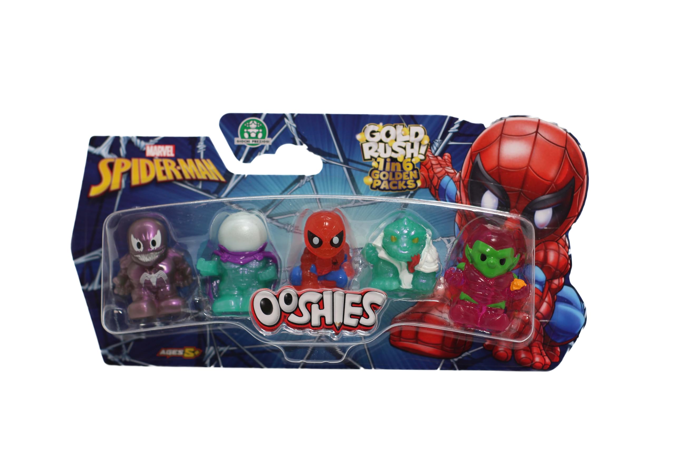 Giochi Preziosi Ooshies Spider-Man Collectibles 5 Pack Pencil Toppers - Chance of Rare Gold Pack 1