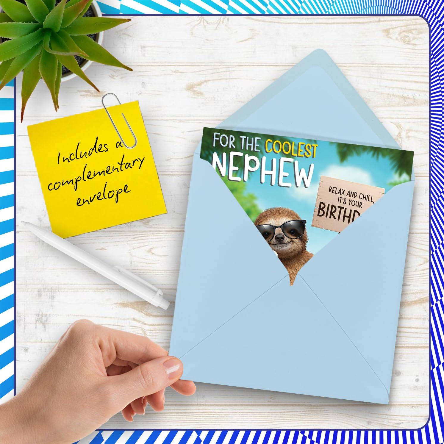 Stuff4 Chilled Out Sloth Nephew Birthday Card | 145mm x 145mm Square Card 5