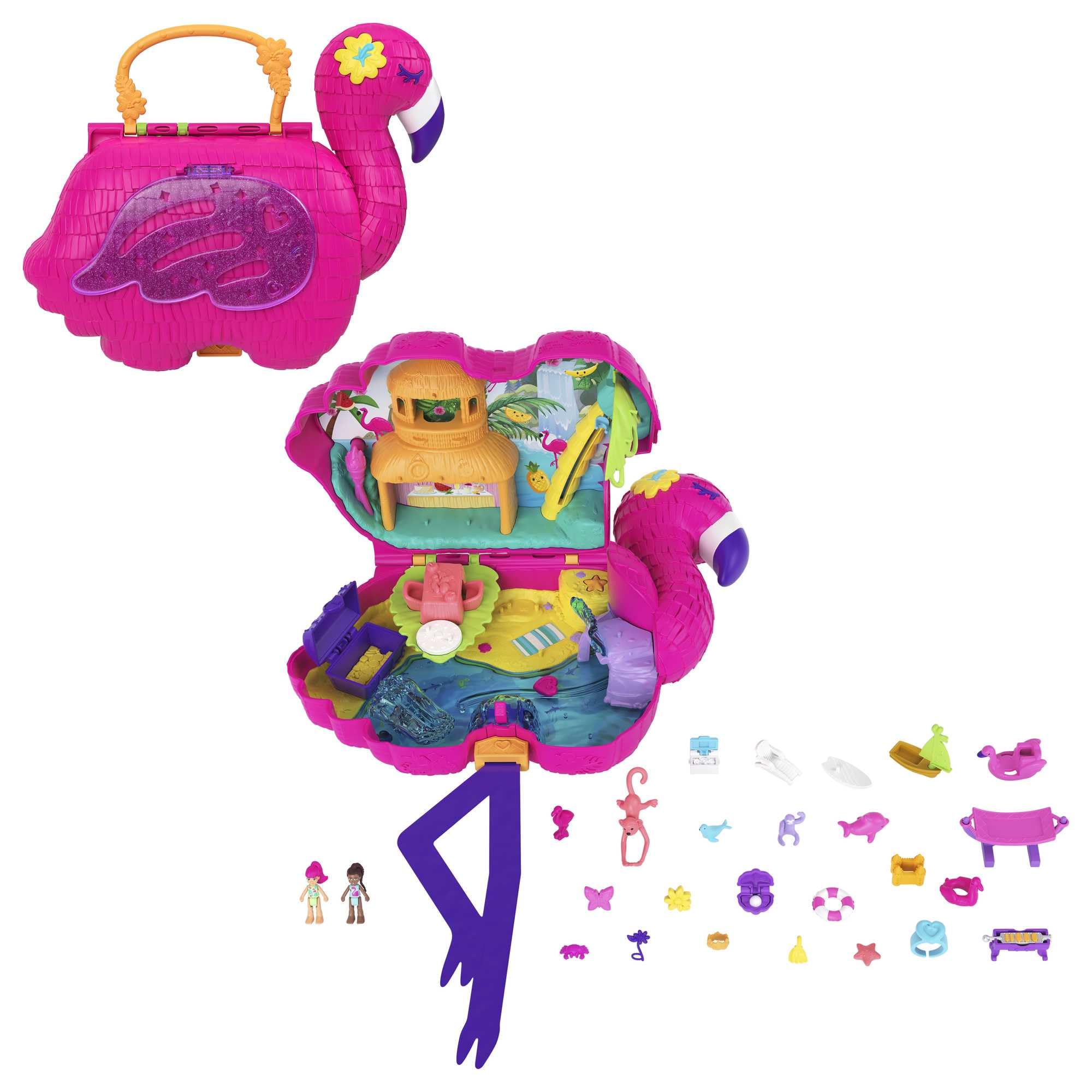 Polly Pocket Flamingo Party Large Compact Playset - 26 Surprises | Ages 4+ 1