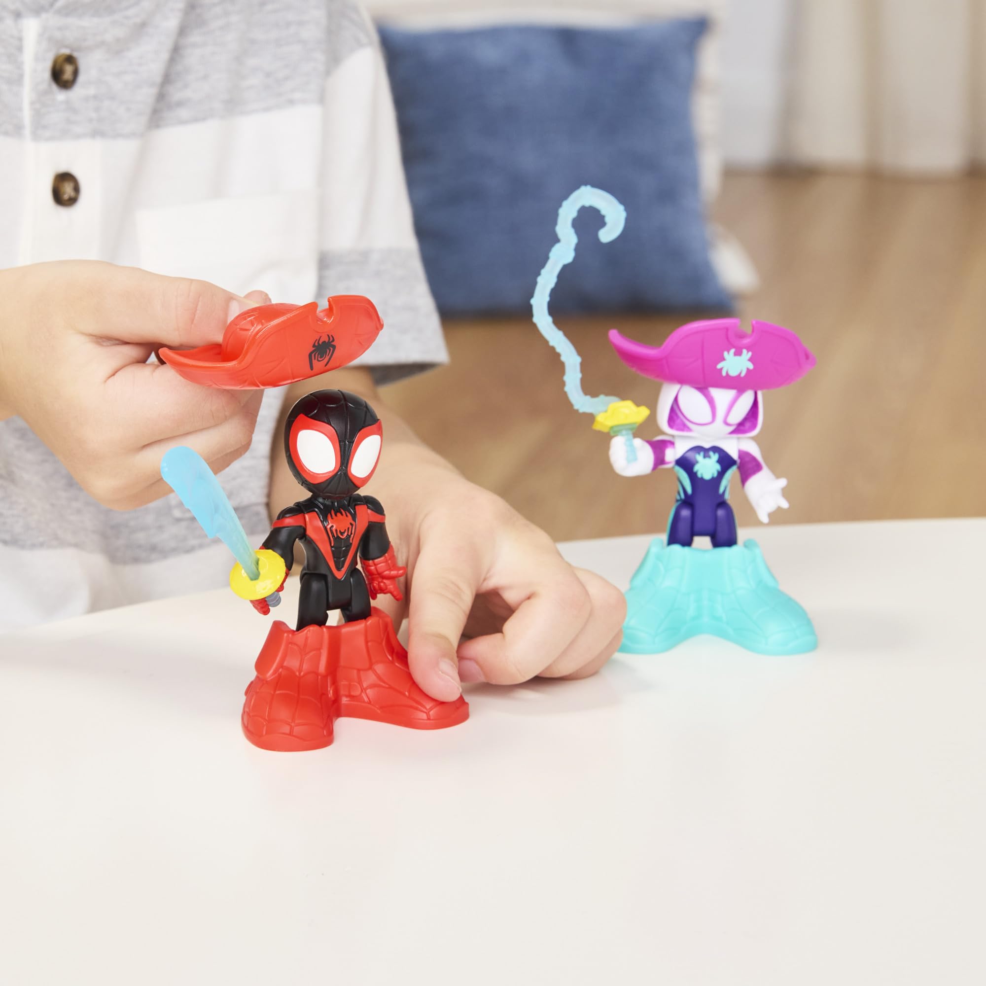 Spidey and his Amazing Friends Pirate Miles 'Spin' Morales & Pirate Ghost-Spider Action Figure Set - 3 Inch Marvel Water-Webs Collection 5