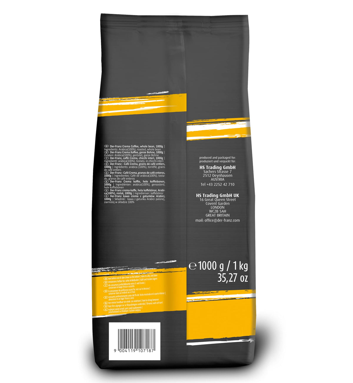 Der-Franz Crema Coffee Whole Beans - 4 x 1 kg