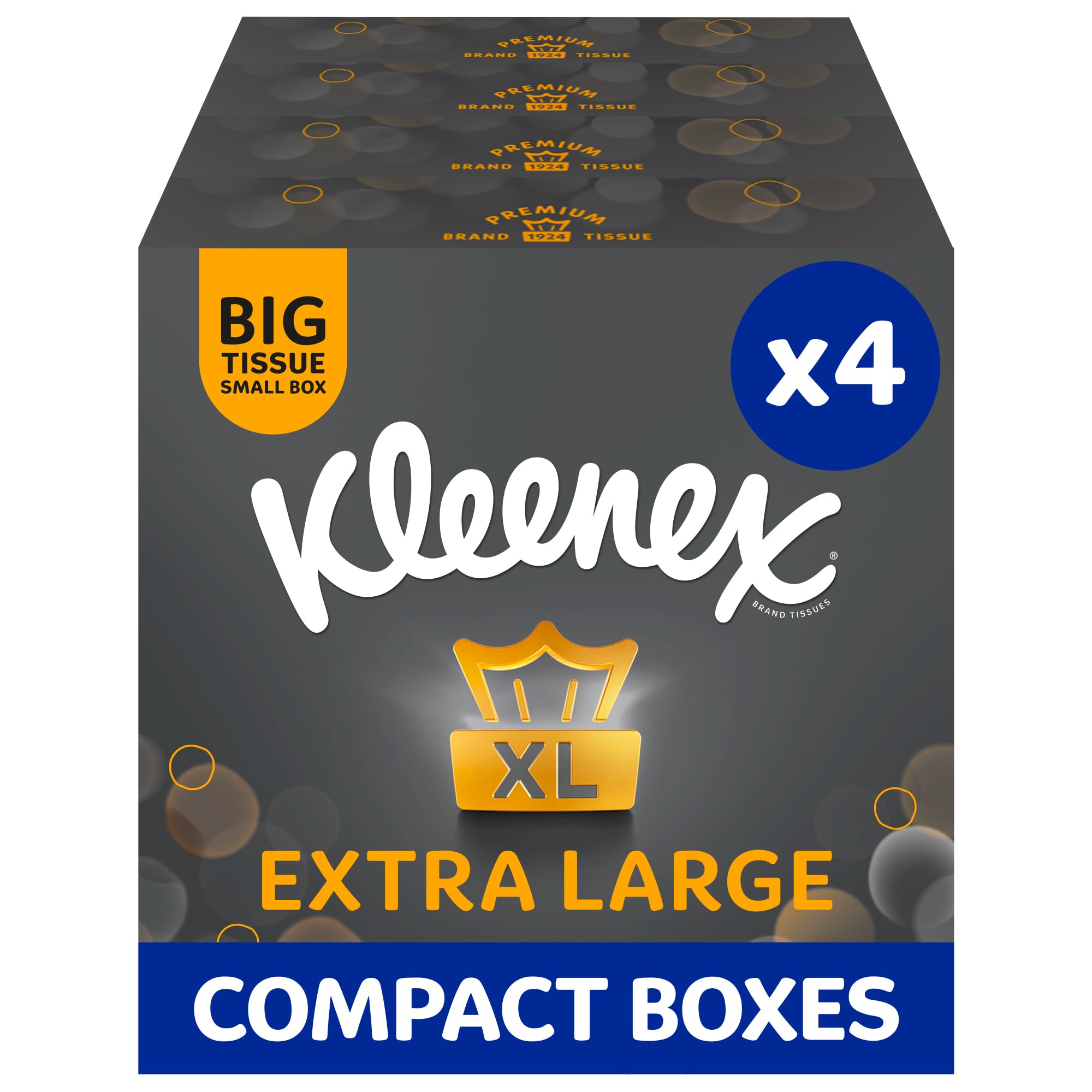 Kleenex Extra Large Compact Facial Tissues - 4 Boxes, 176 Unscented 3-Ply Sheets 1