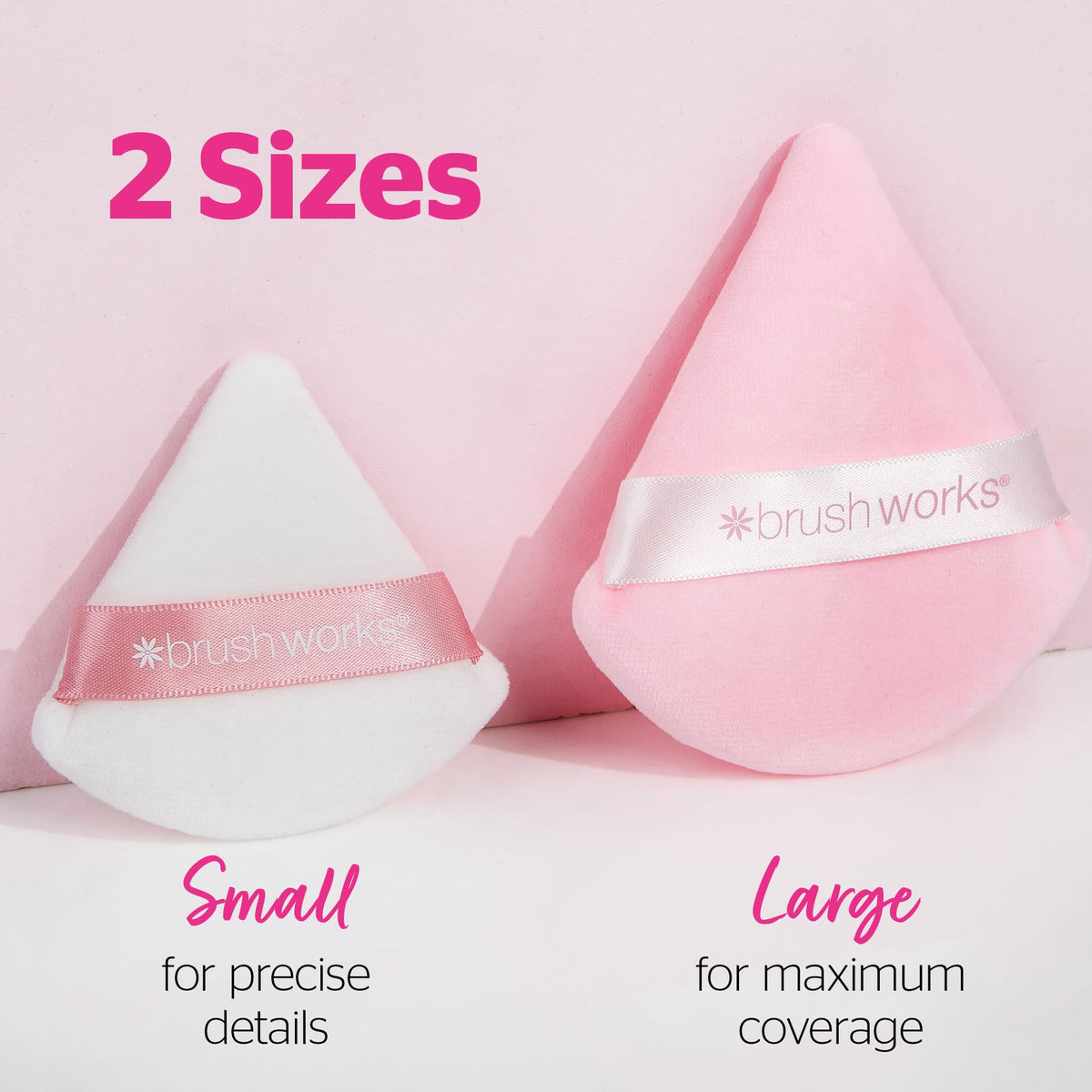 Brushworks Triangular Powder Puff Duo - Ultra-Soft, Airbrushed Finish, PETA Approved