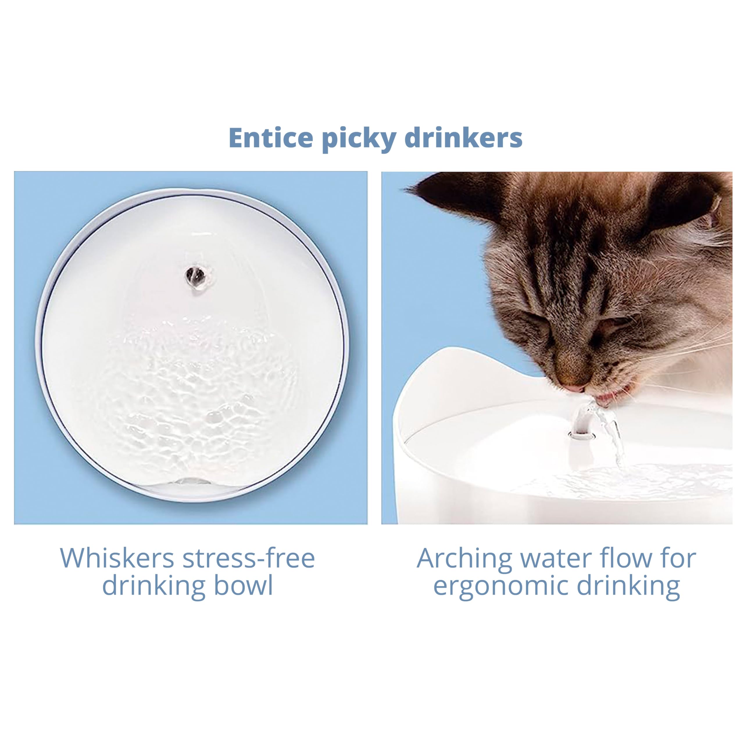 Catit PIXI Cat Drinking Fountain - White Stainless Steel Top | 2.0L Capacity | Triple Filter 6