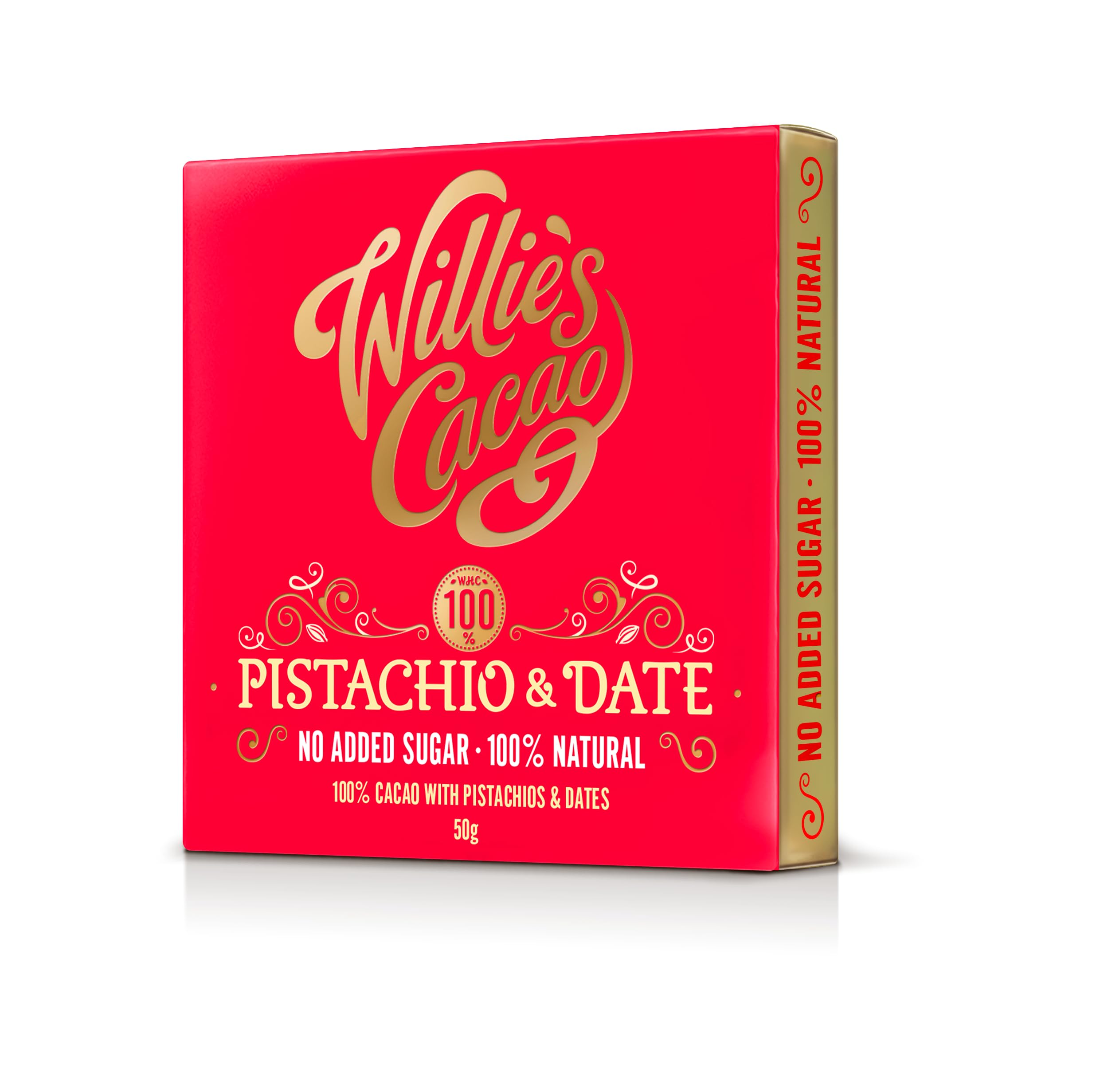 Willie's Cacao - 100% Cocoa with Pistachio & Date - No Added Sugar Chocolate Bar 5
