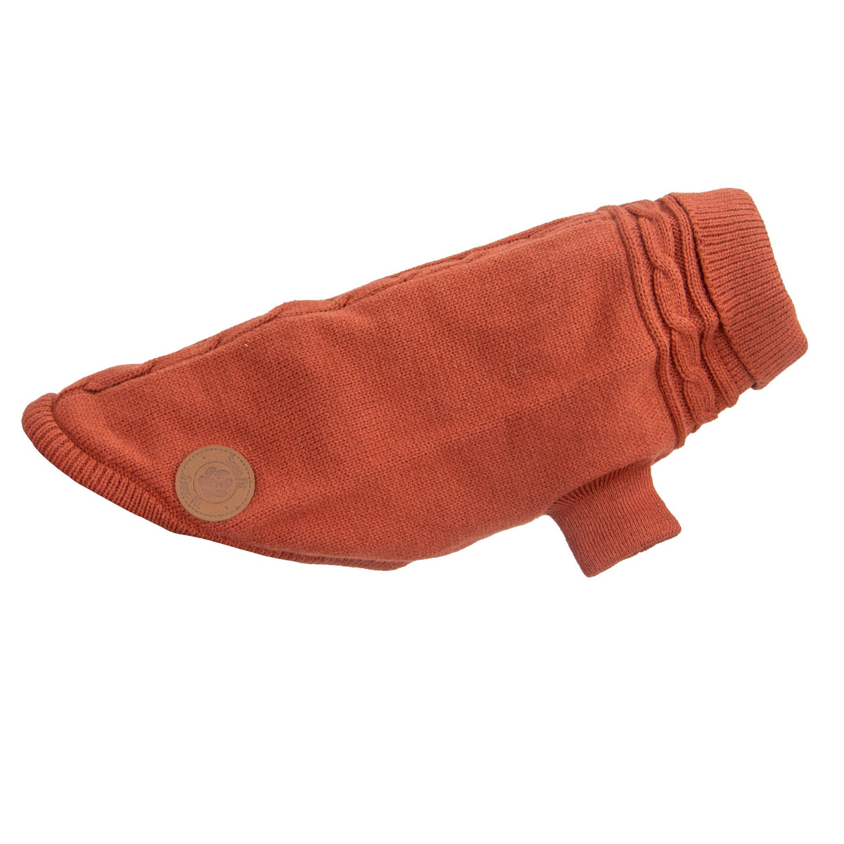 Ancol Classic Cable Knit Dog Jumper - Wool, Terracotta, Size S