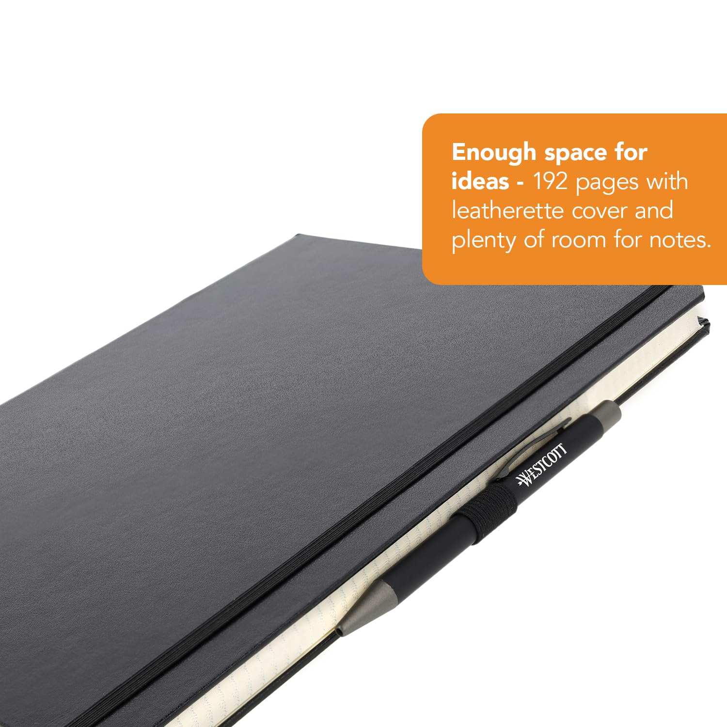 Westcott Notebook - A4 Squared, 192 Pages, Black Hardcover | 80 g/m² FSC Paper 2