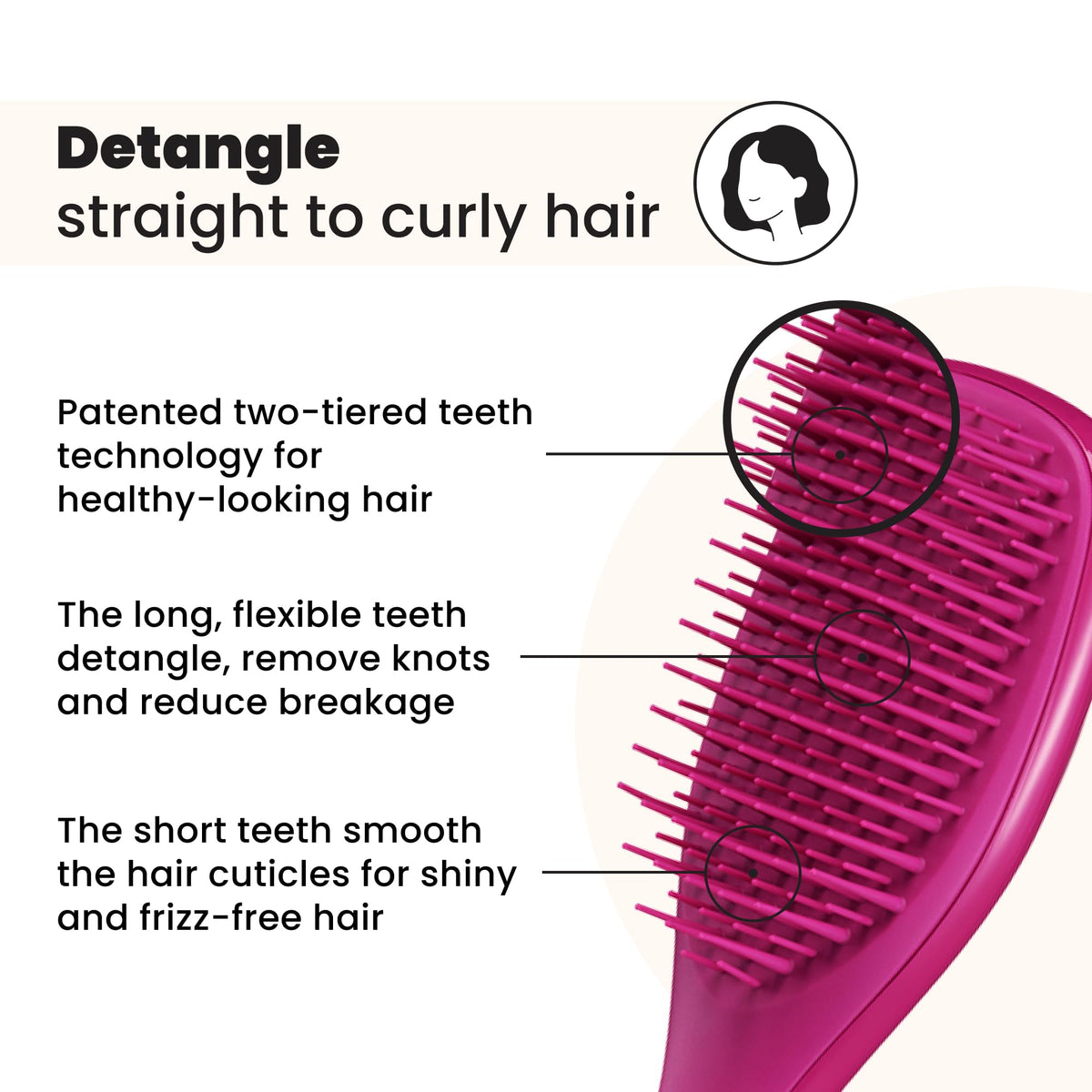 Tangle Teezer Mini Ultimate Detangler - Detangling Brush for All Hair Types | Wet & Dry Use | Travel & Kids