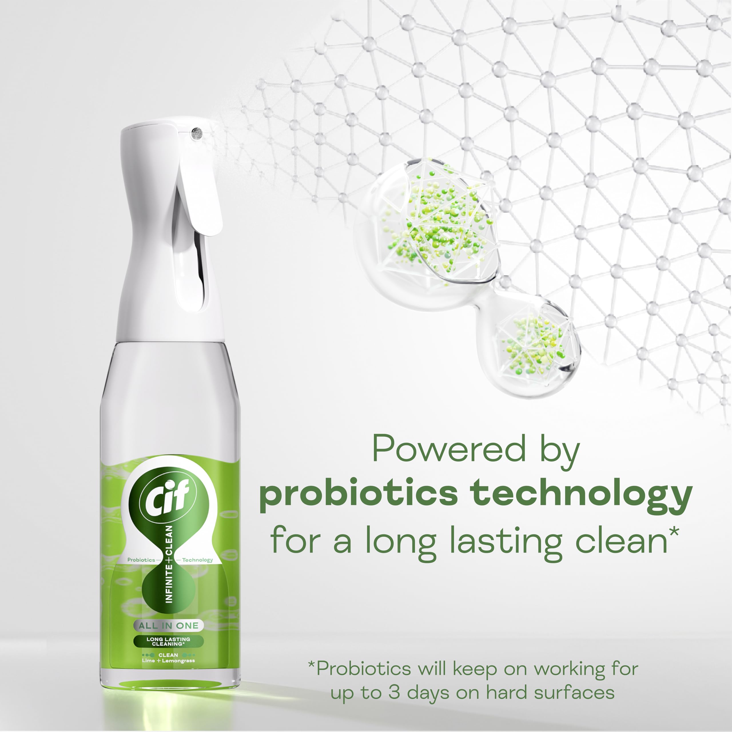 Cif Infinite Clean All-in-One Cleaner Reload - Lime & Lemongrass Scent | Probiotics Powered | 590 ml 3