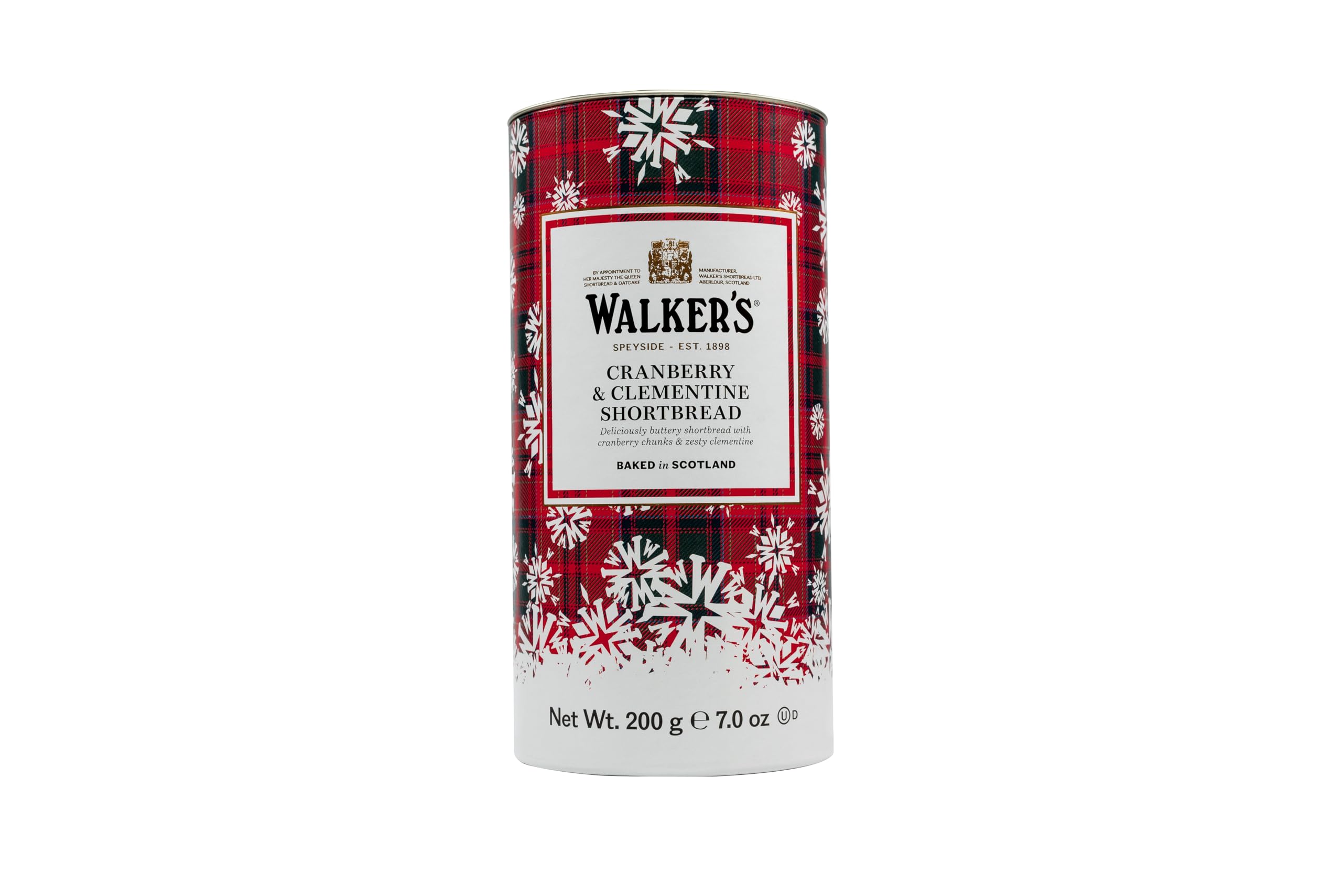Walker's All-Butter Cranberry and Clementine Shortbread in Gifting Tube 200g