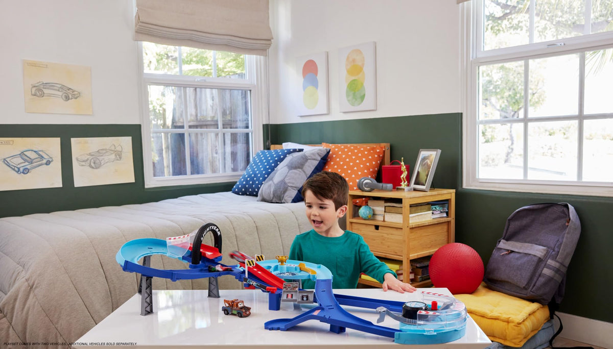 Disney Pixar Cars GRC Jumping Raceway Playset - 2 Cars, Ages 4–8