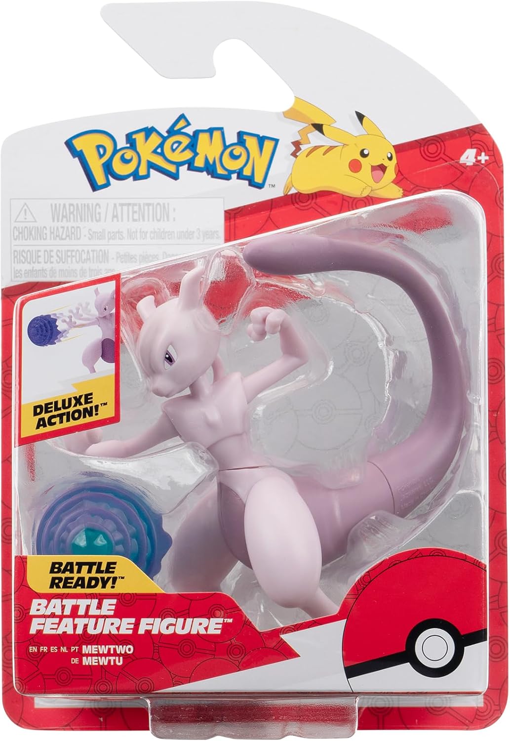Pokémon Mewtwo Battle Feature Figure - 4.5-Inch Action Figure with Psychic Blast Launcher