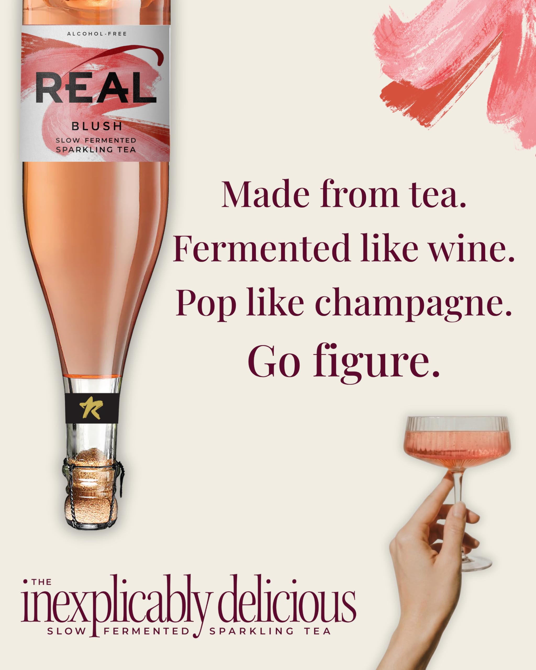 REAL Kombucha Blush Slow Fermented Sparkling Tea - 750ml | 100% Natural | Alcohol-Free