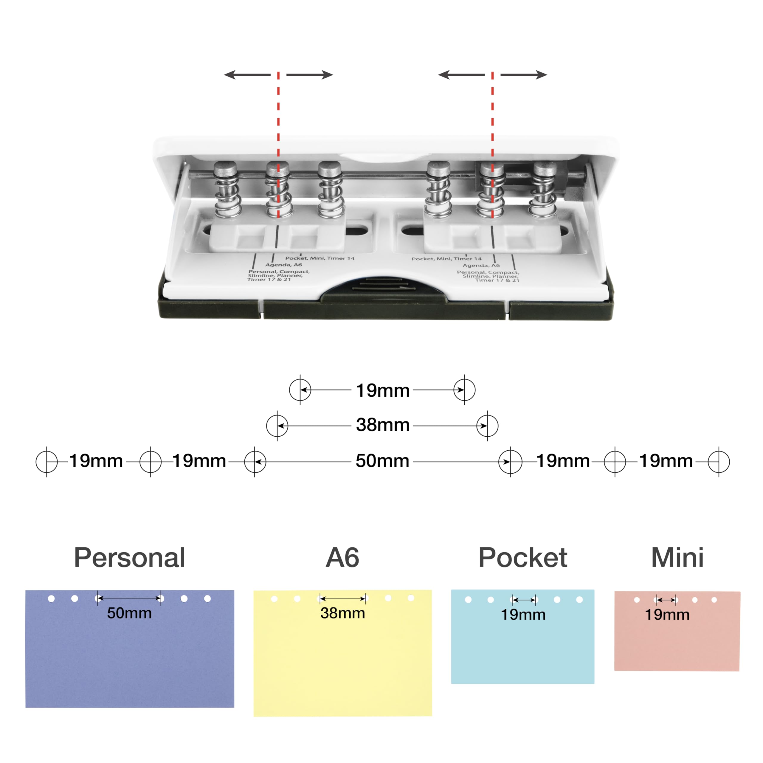 RAPESCO 1321 Adjustable 6-Hole Organiser/Diary Punch - 10 Sheet Capacity | White Metal Chassis 4