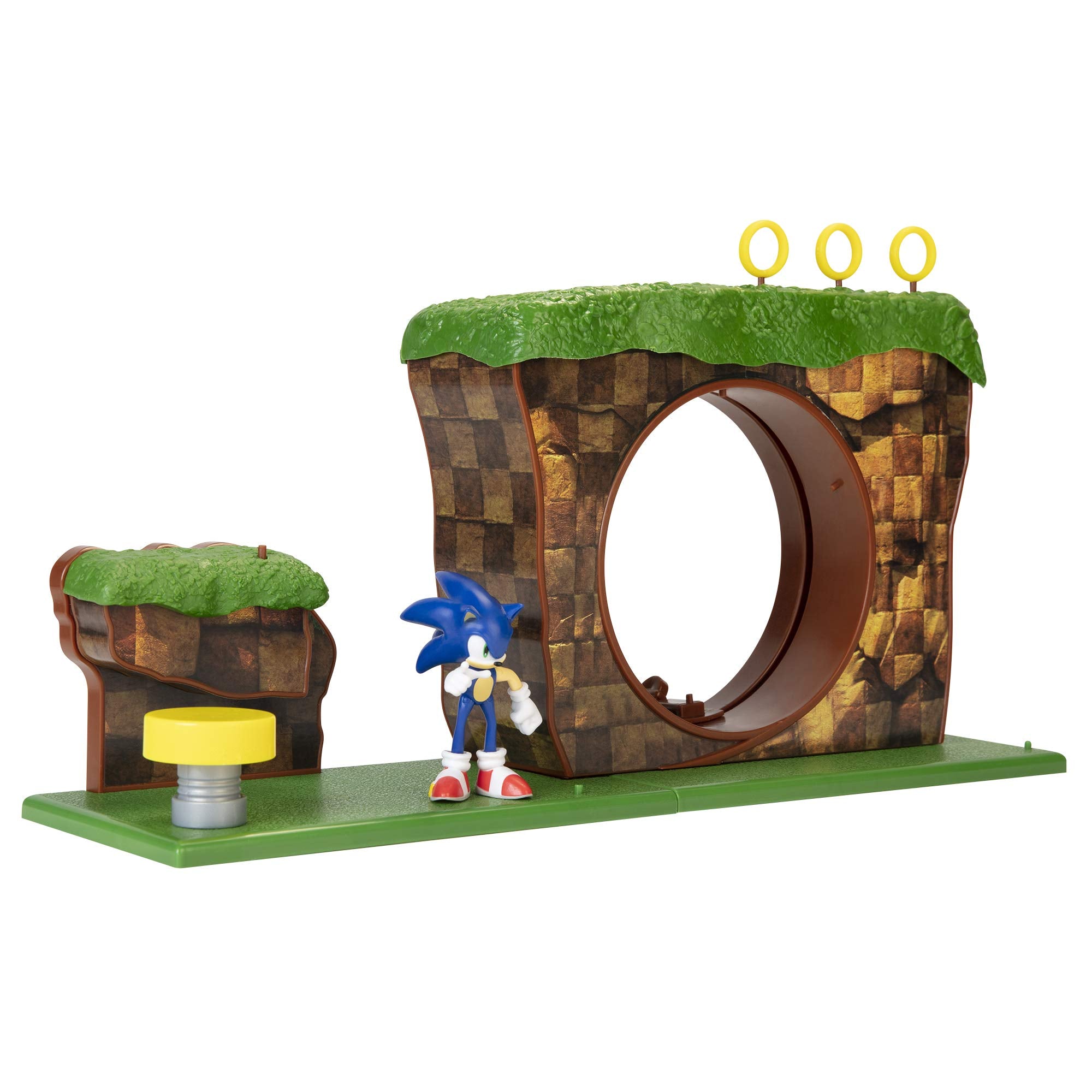 Sonic The Hedgehog Green Hill Zone Playset with 2.5” Sonic Action Figure | Working Spring Platform 5