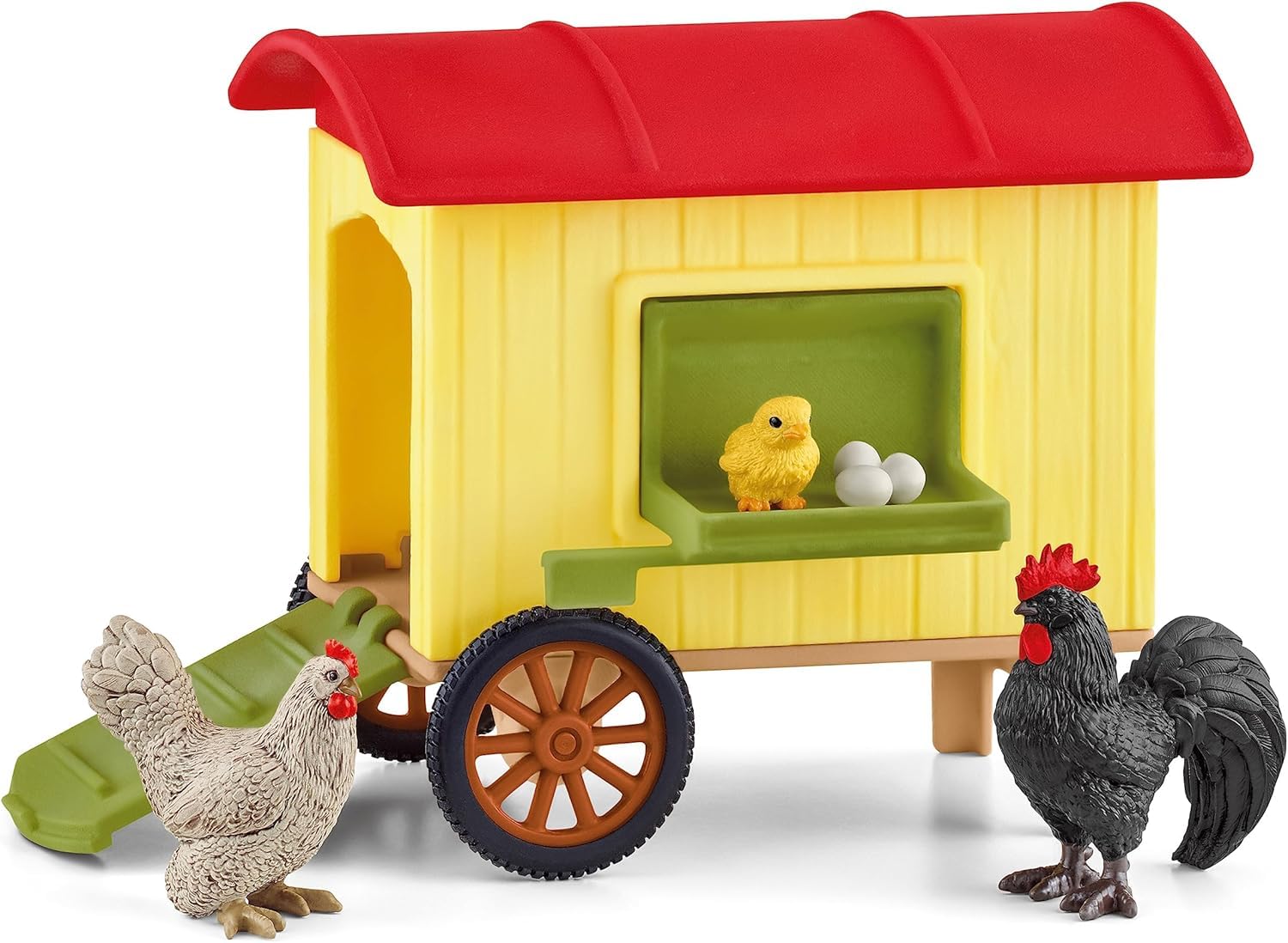 SCHLEICH FARM WORLD Mobile Chicken Coop Playset - 5 Pieces | Ages 3+ | Multi-coloured Plastic
